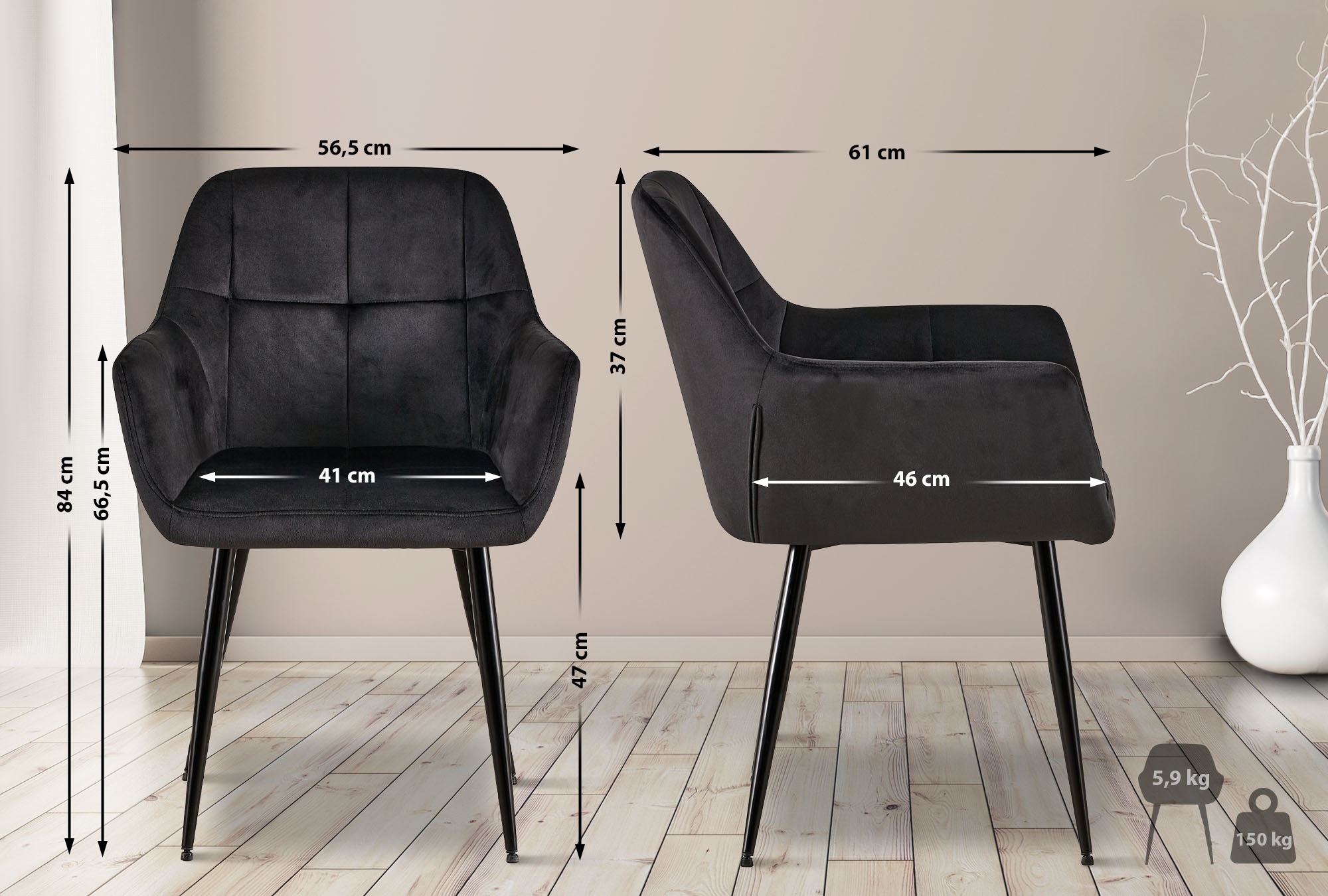 Set van 4 eetkamerstoelen Emia