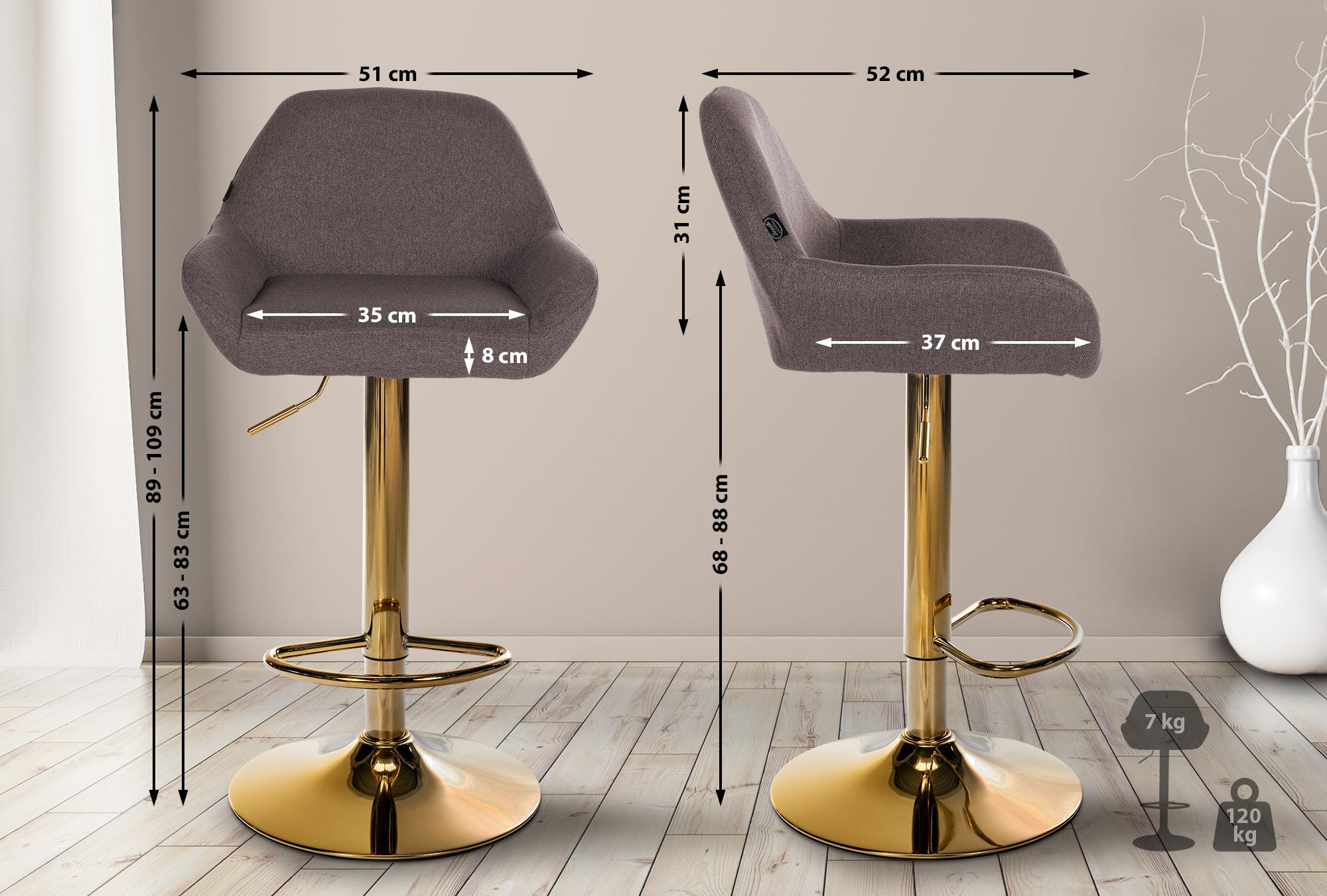 Set van 2 barkrukken Braga Gold stof