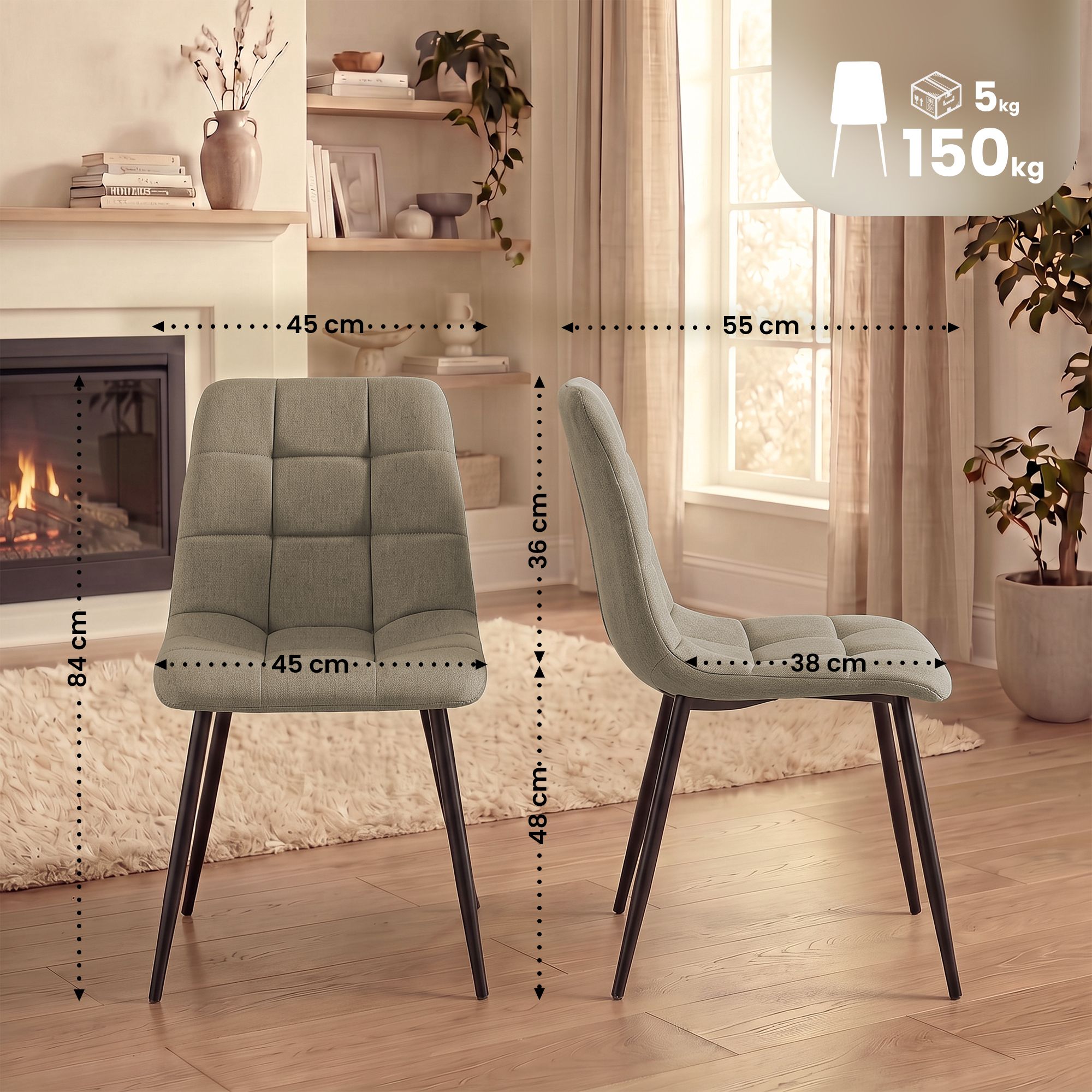 Set van 2 eetkamerstoelen Tilde
