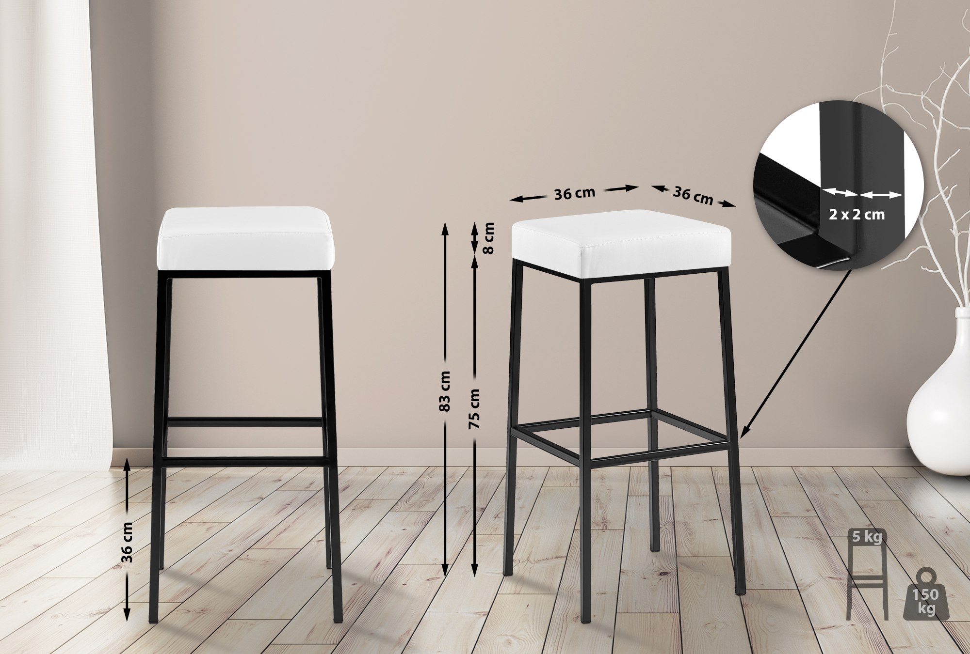Montreal barstoel met kunstleren bekleding