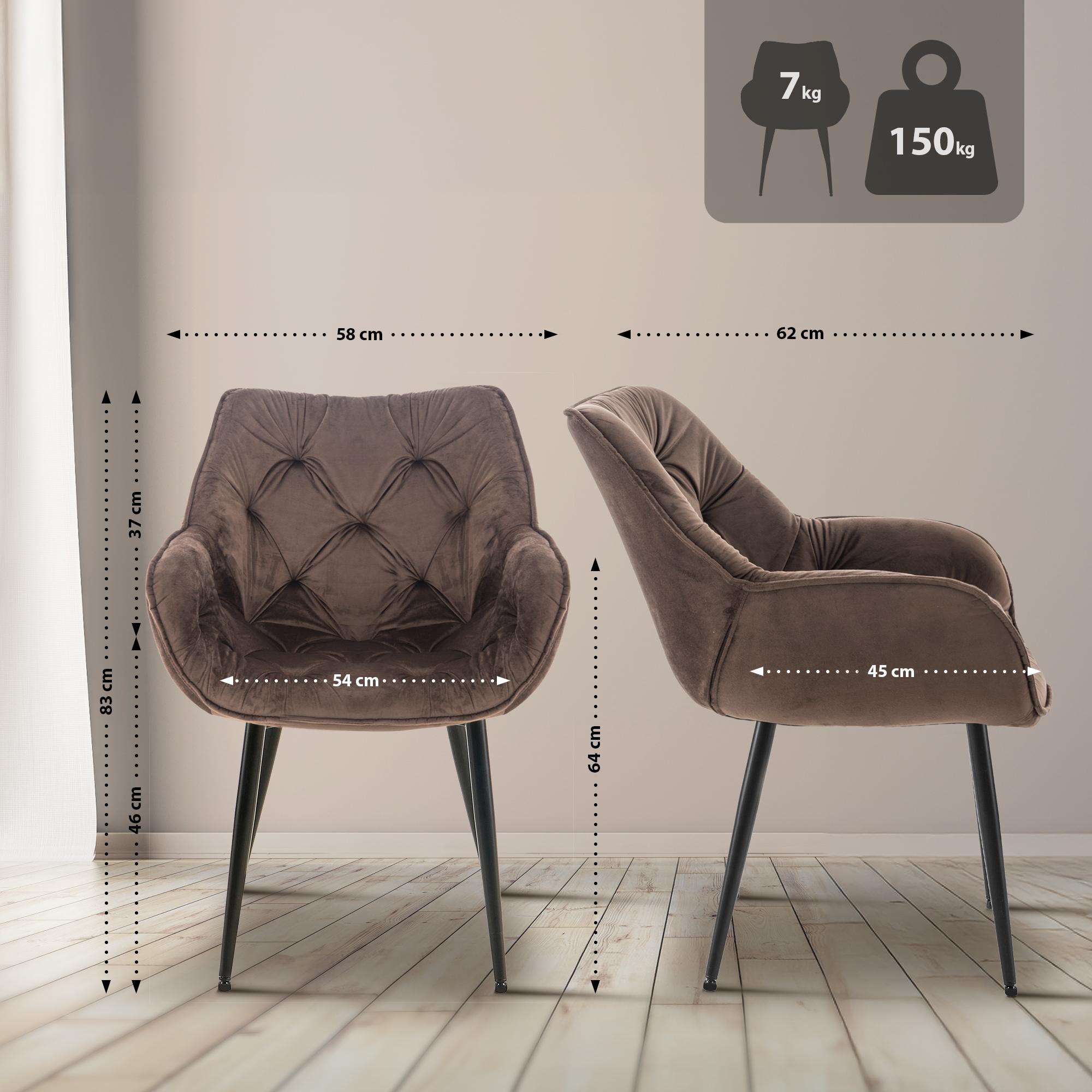 Set van 2 eetkamerstoelen Tanna fluweel