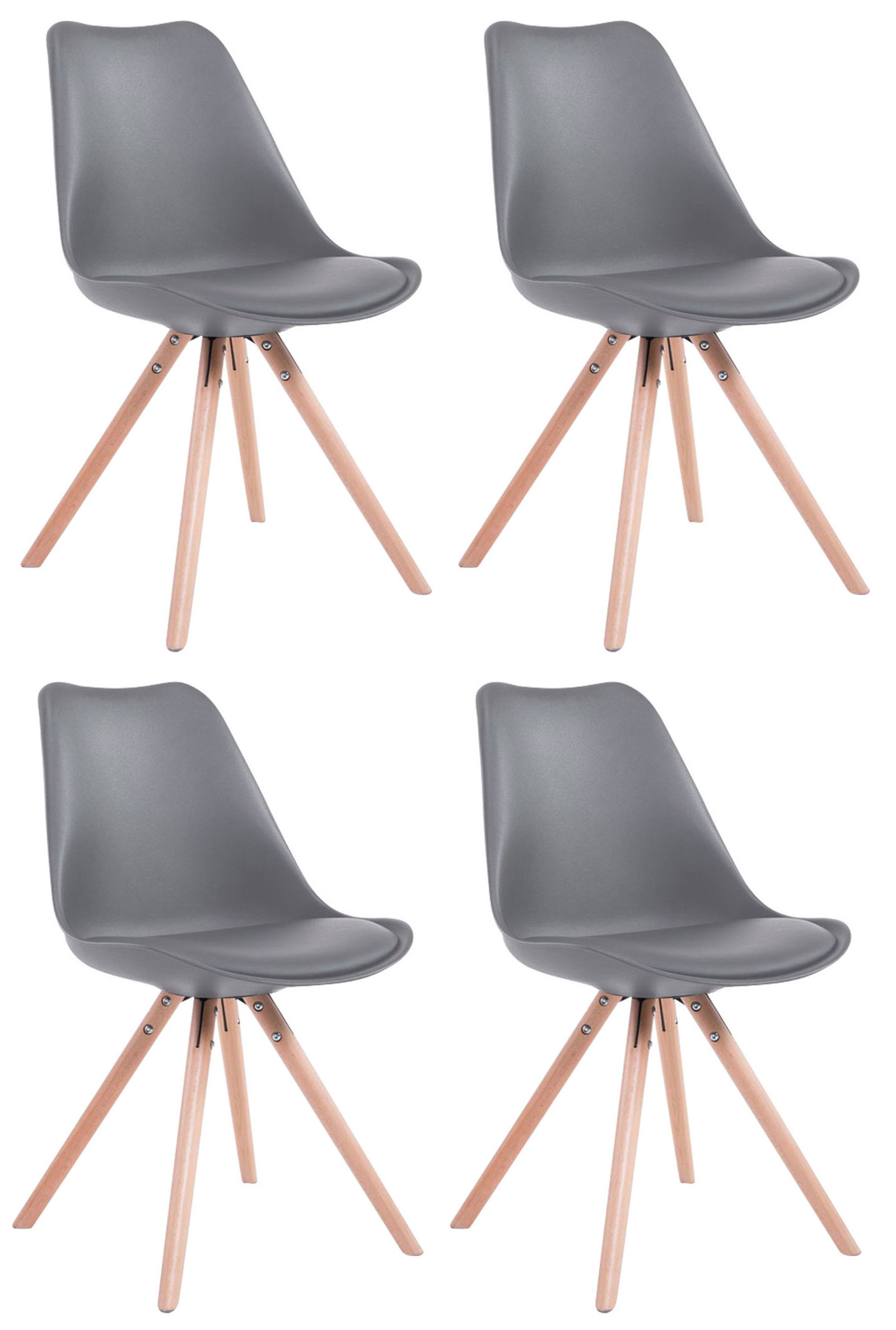 Set van 4 eetkamerstoelen Toulouse kunstleer rond