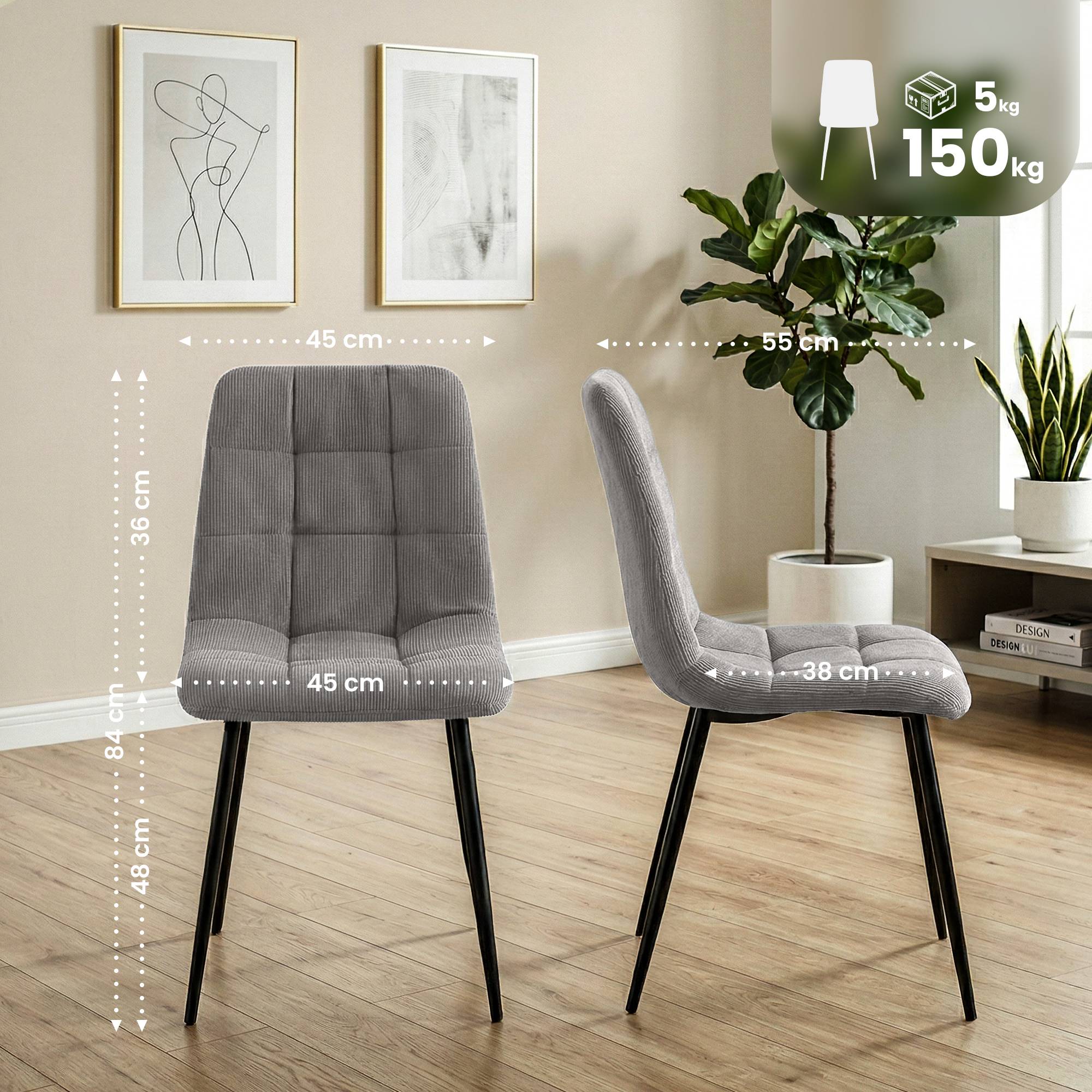 Set van 2 eetkamerstoelen Antibes ribstof
