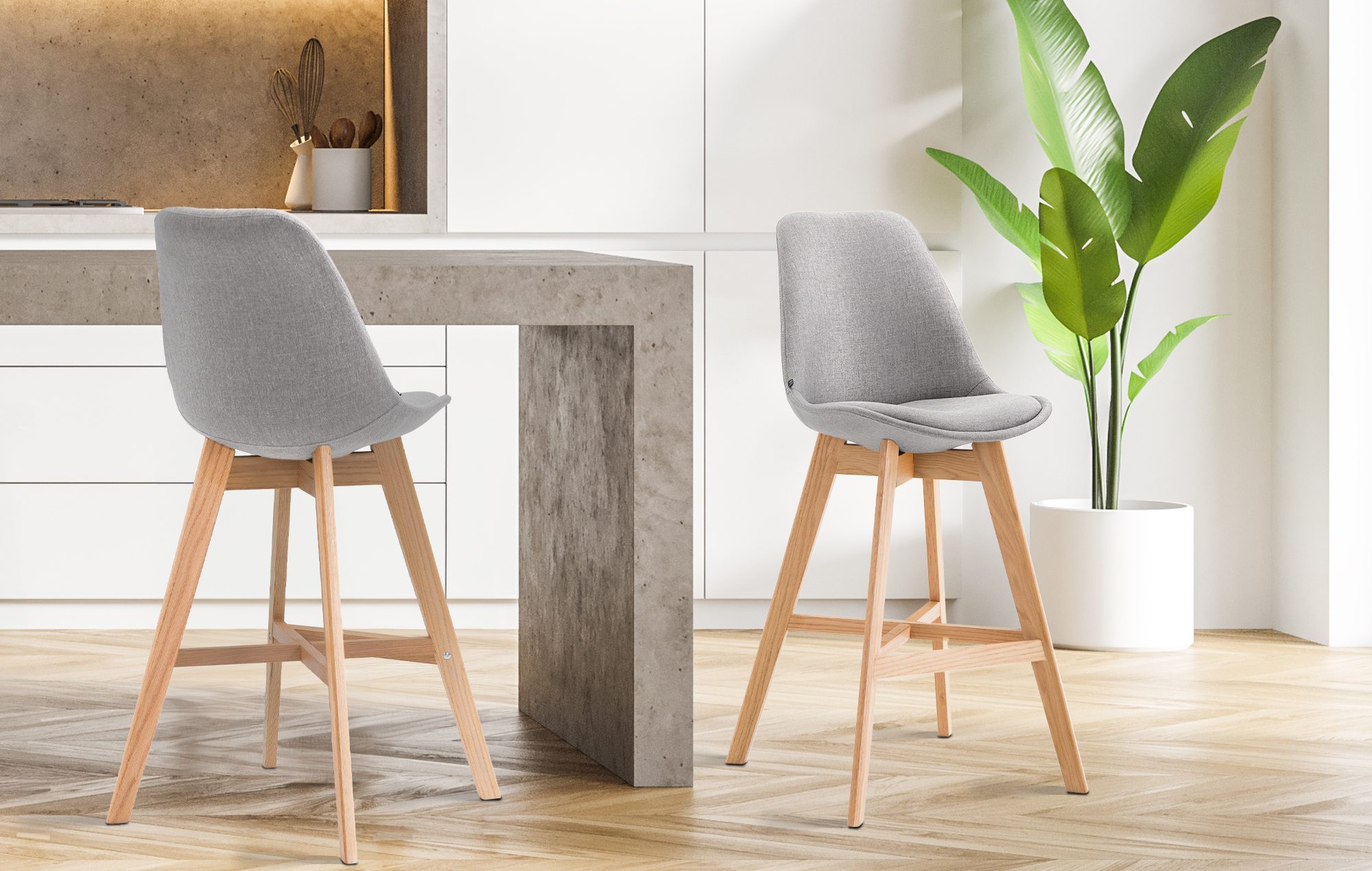 Set van 2 barkrukken Cannes stof
