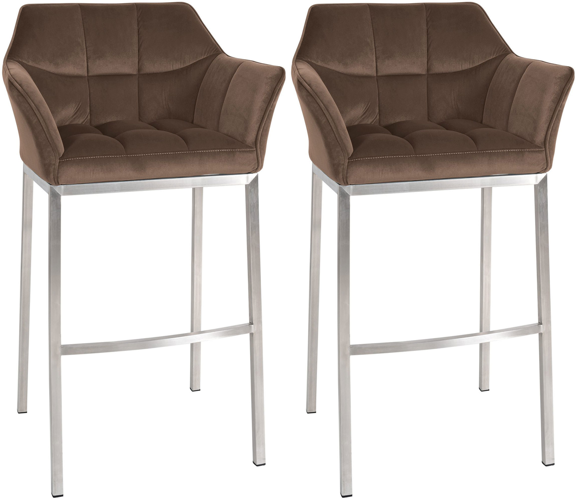 2-delige set barkrukken Damaso fluweel met 4-poots frame