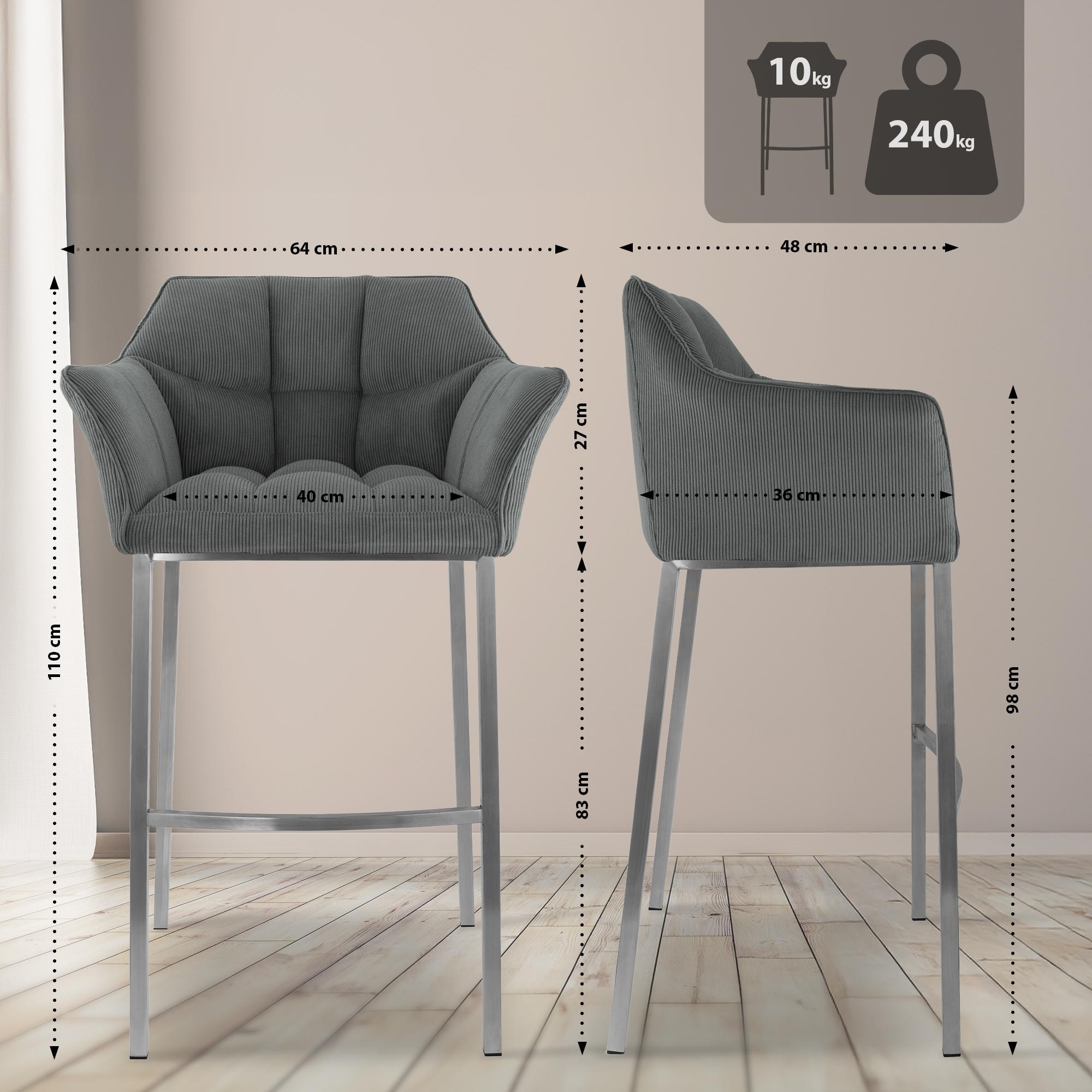 Barkruk Damaso Cord met Vierpootsframe