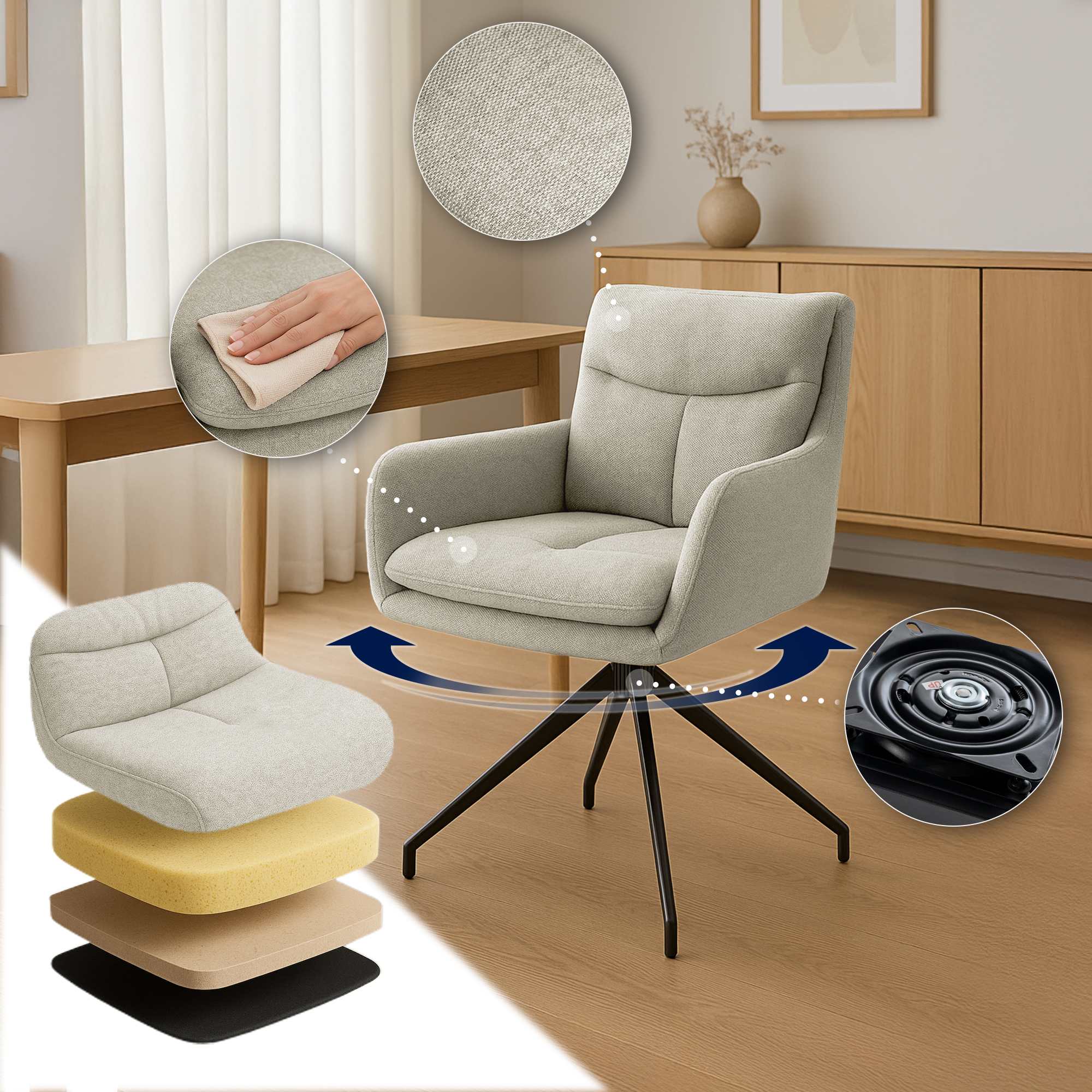 Set van 2 eetkamerstoelen Somers stof