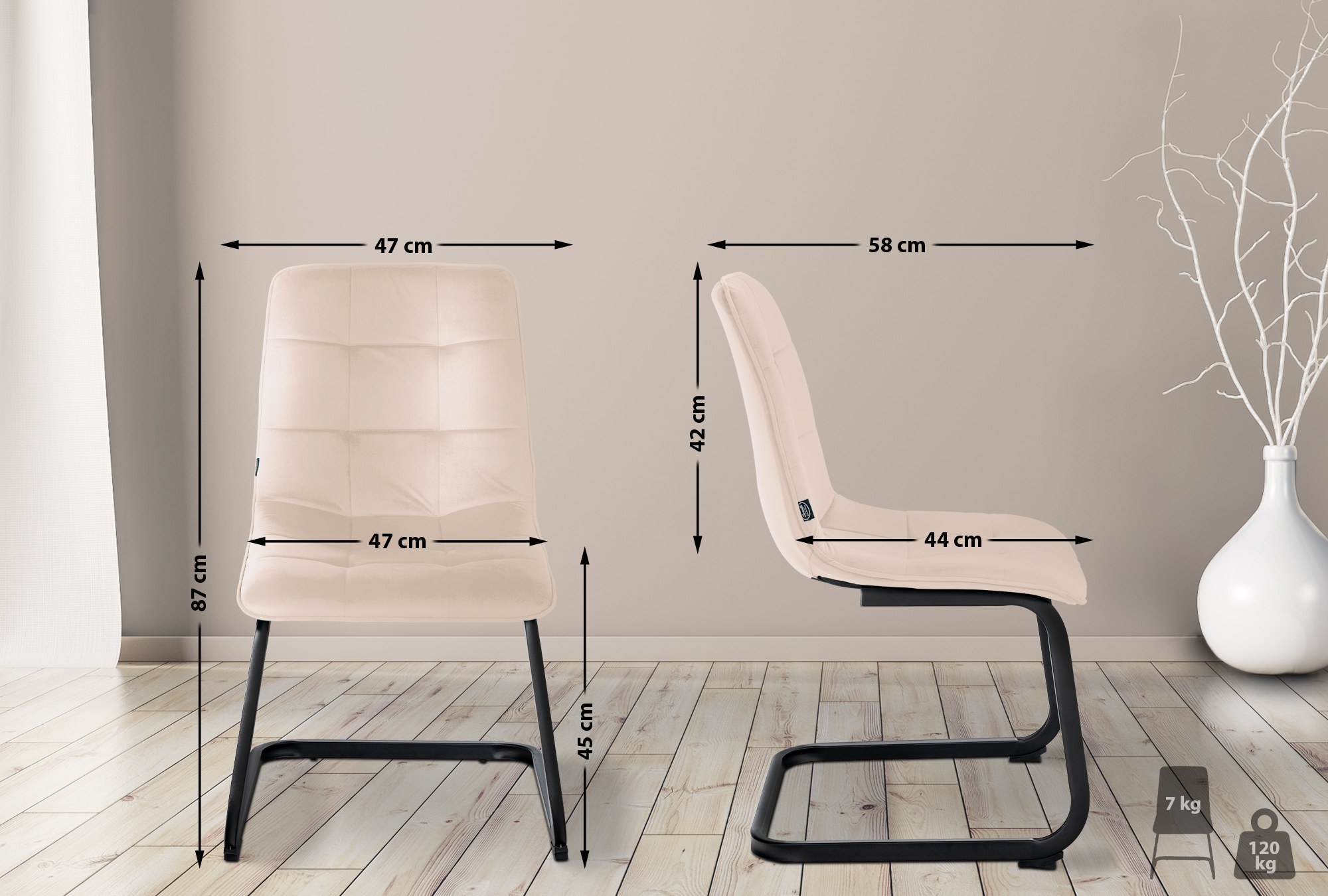 Set van 2 eetkamerstoelen Vermont fluweel