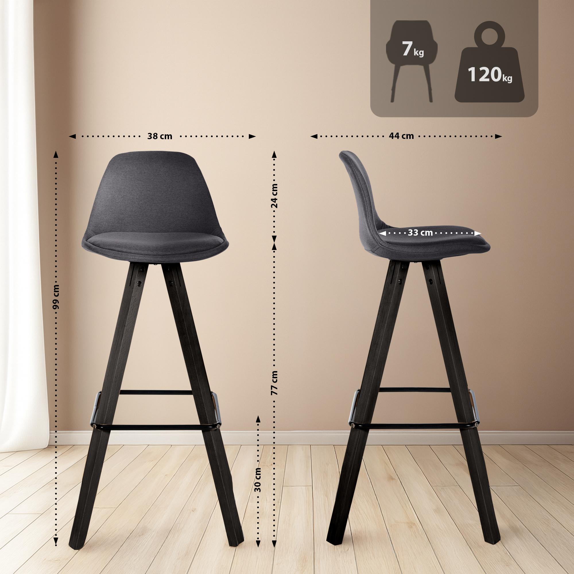 2er Set barkrukken Corbin stof Square