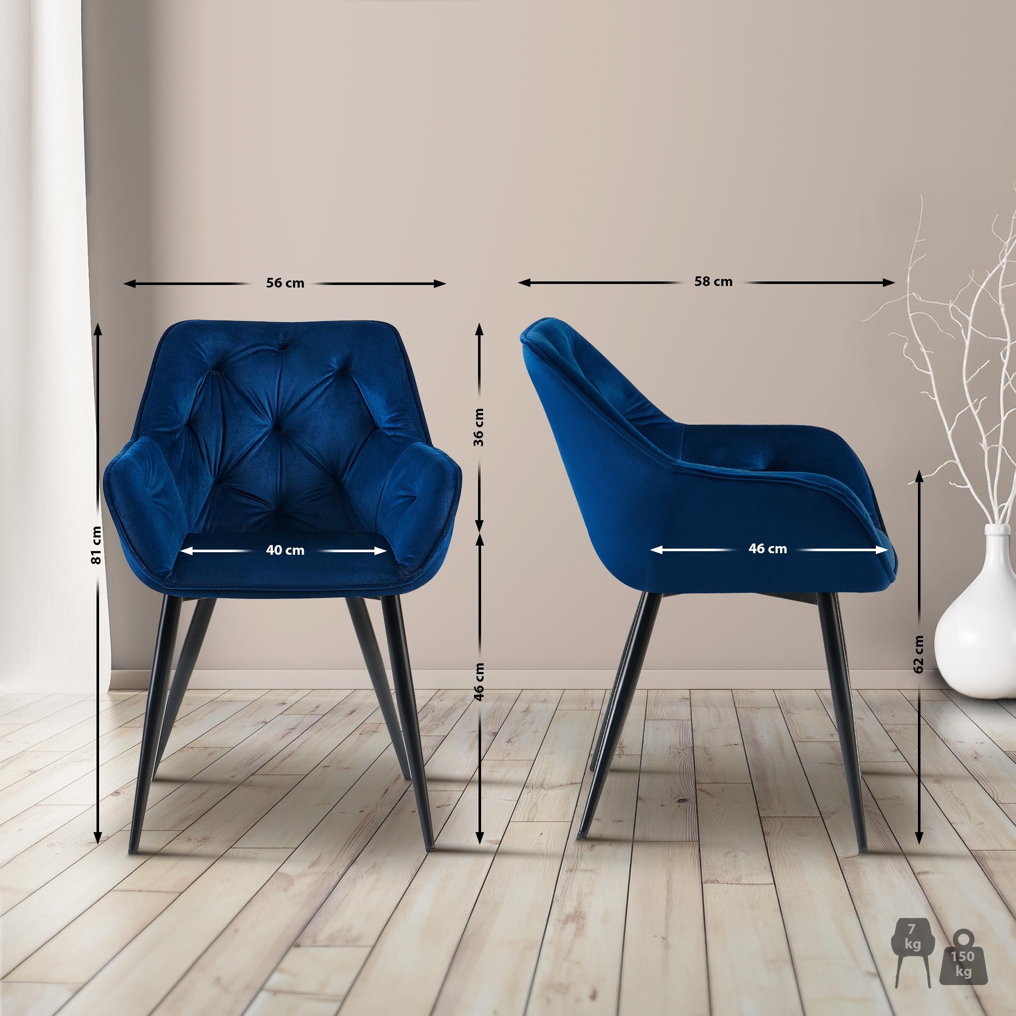 2-delige set eetkamerstoelen Cassis fluwelen bekleding