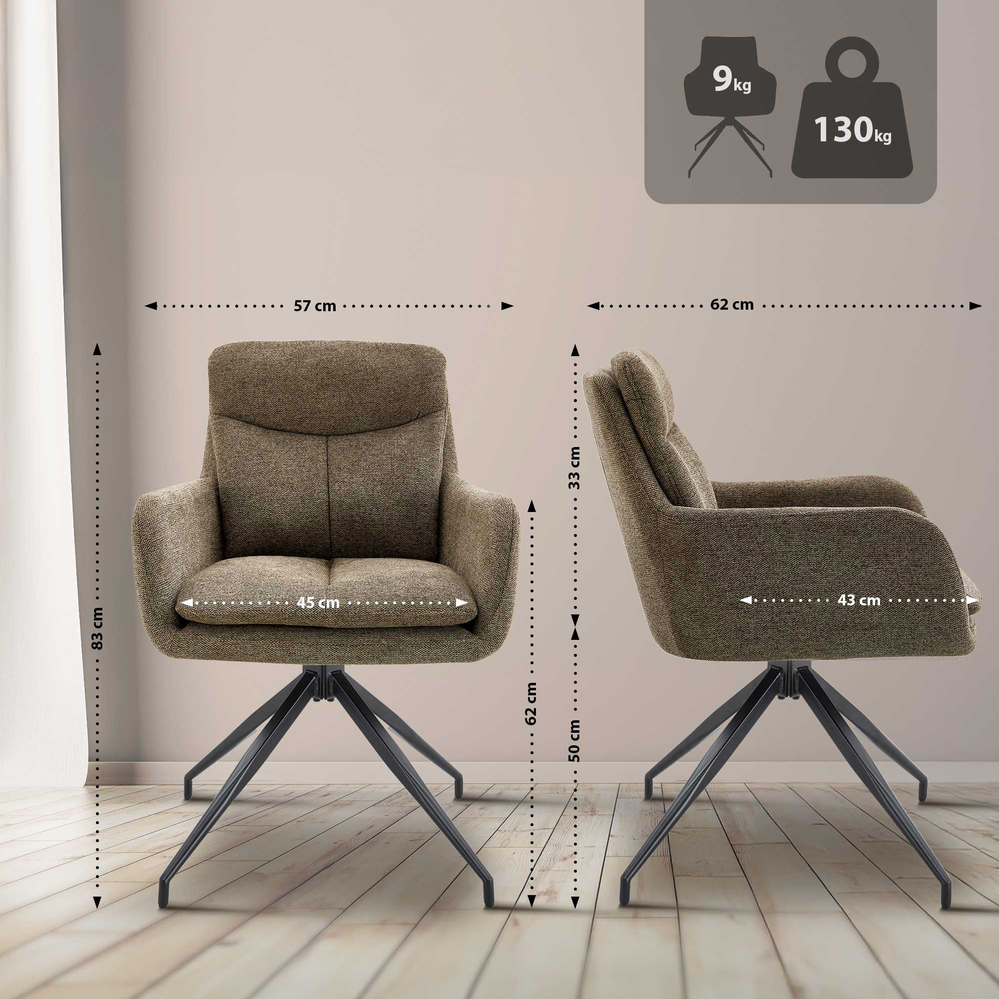 Set van 2 eetkamerstoelen Somers stof