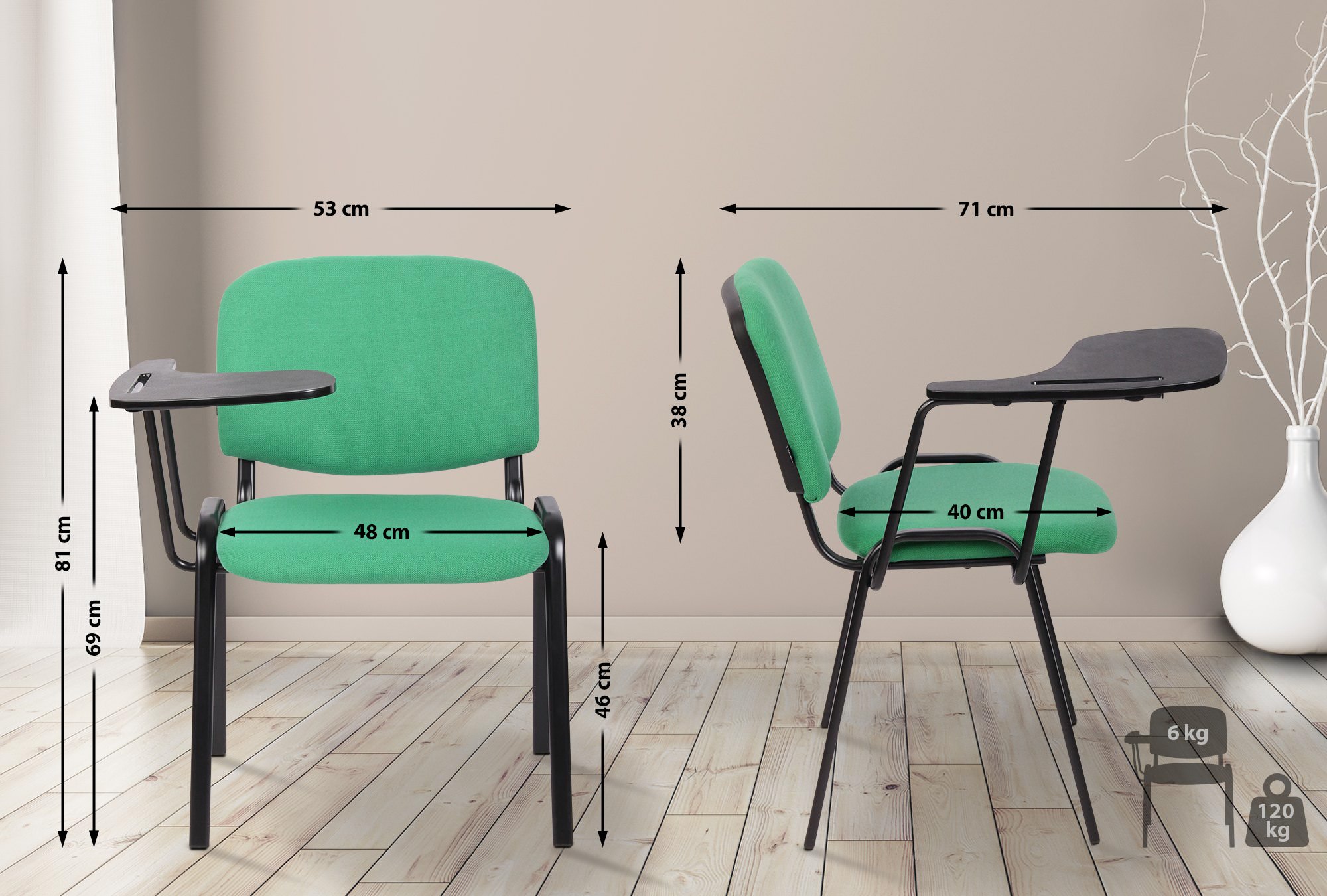 Set van 4 stoelen Ken met klaptafel Stof