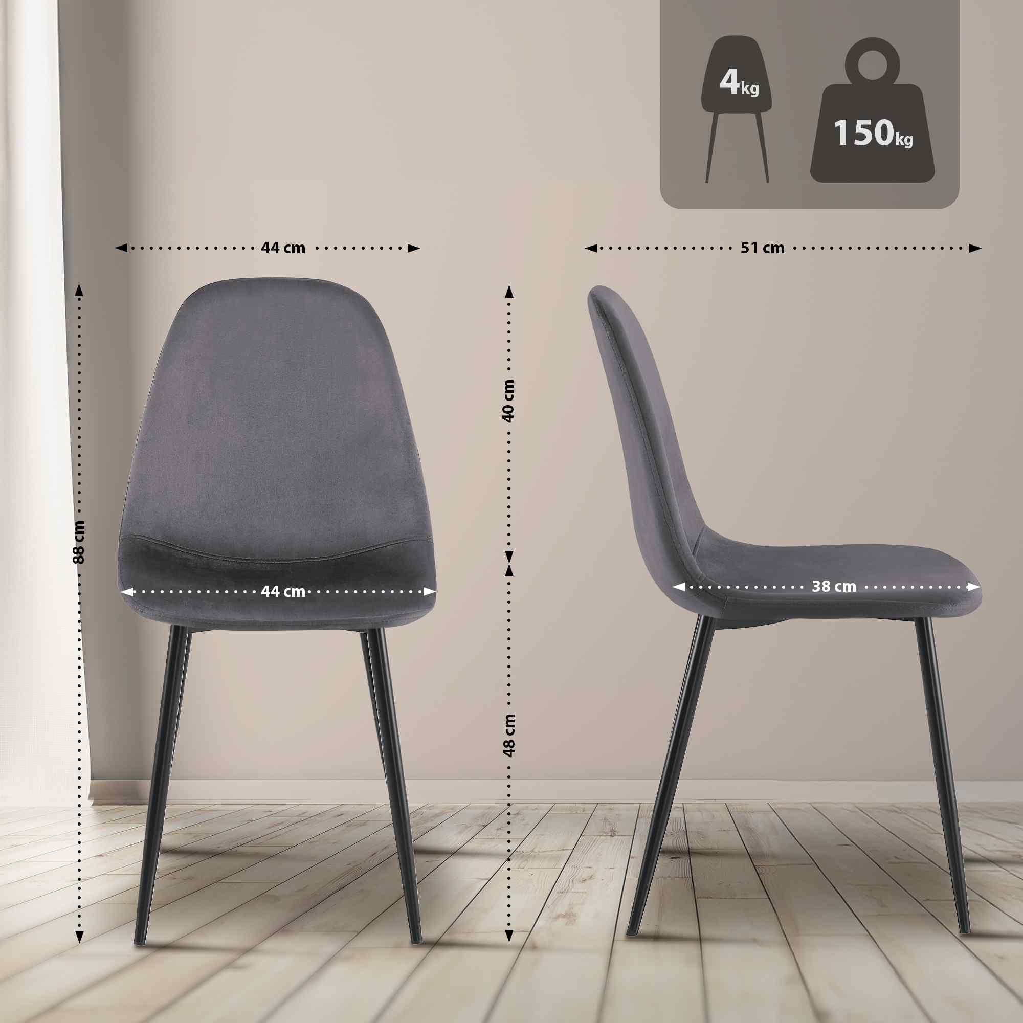 4-delige set eetkamerstoelen Napier