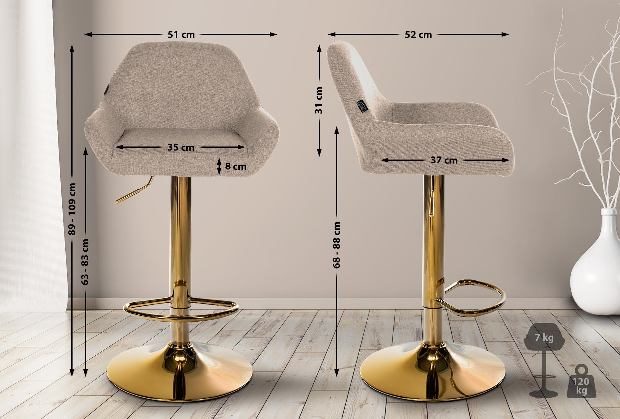 Set van 2 barkrukken Braga Gold stof