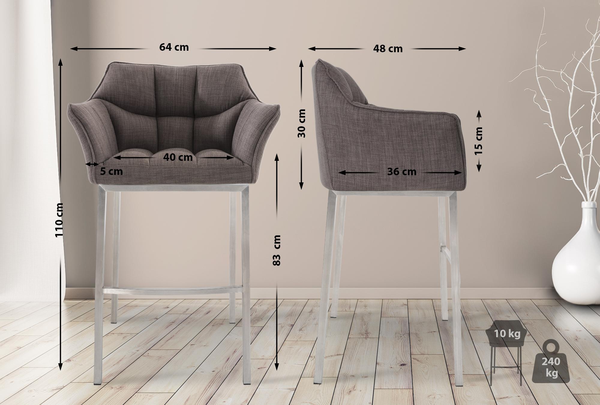Barkruk Damaso Stof met Vierpootsframe