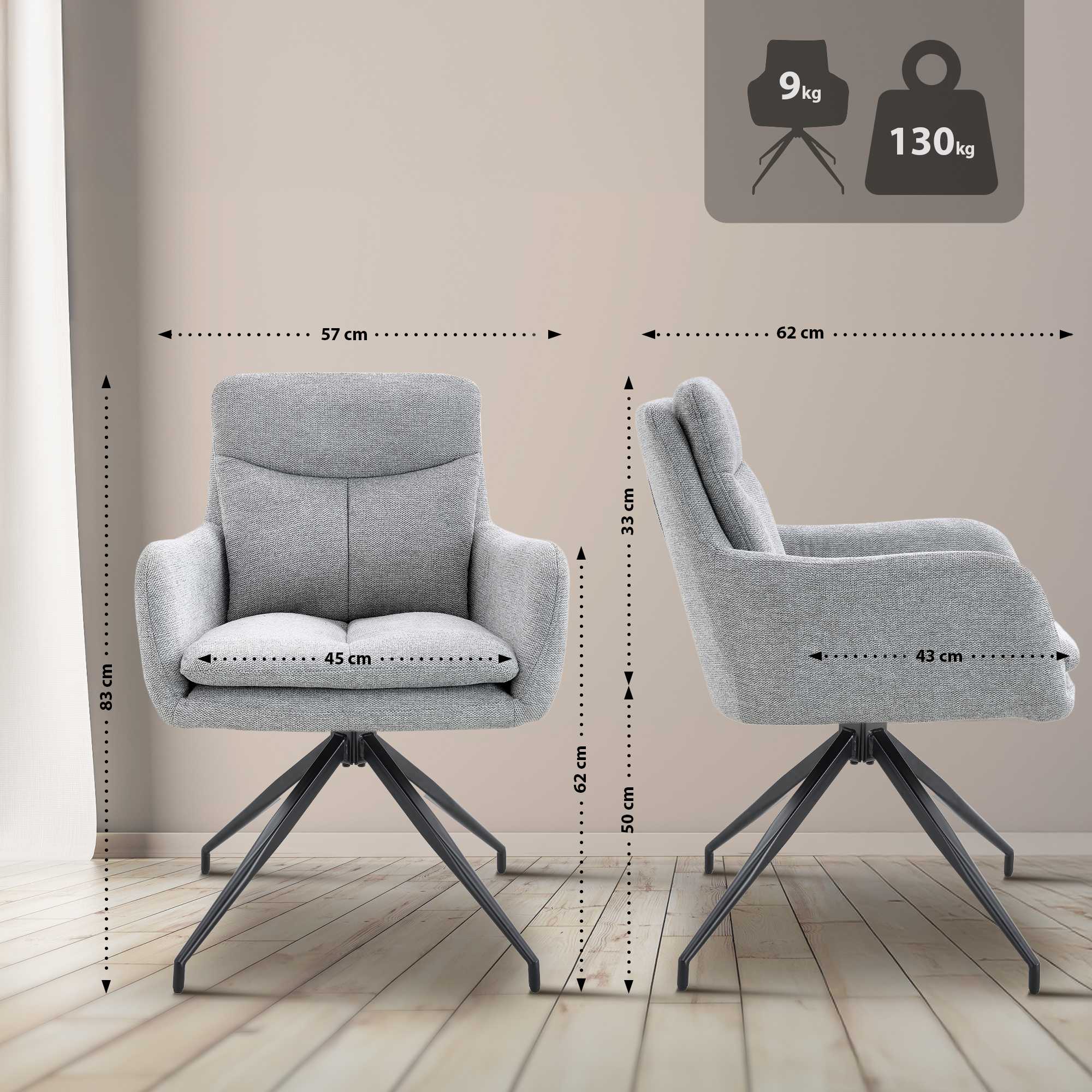Set van 2 eetkamerstoelen Somers stof