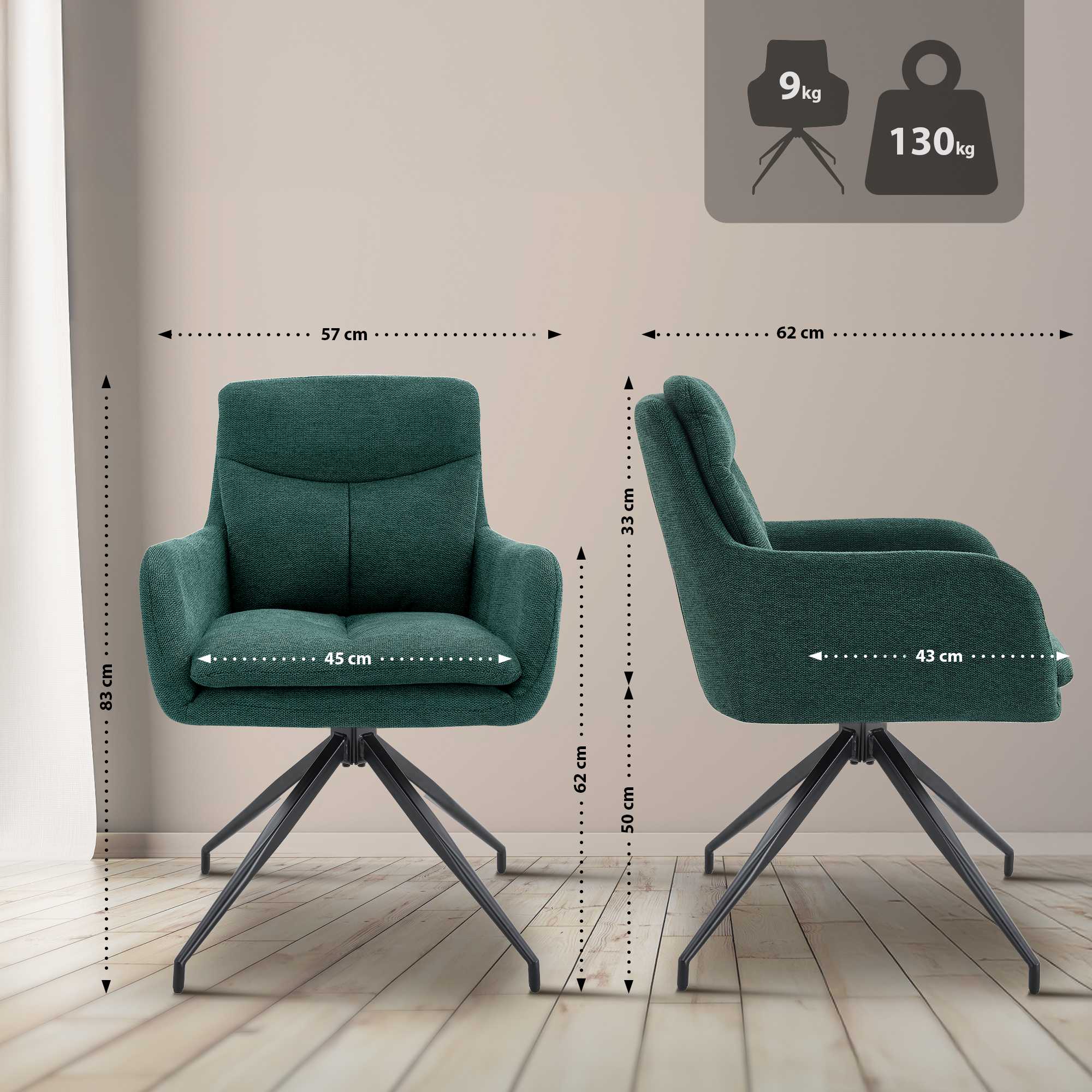 Set van 2 eetkamerstoelen Somers stof