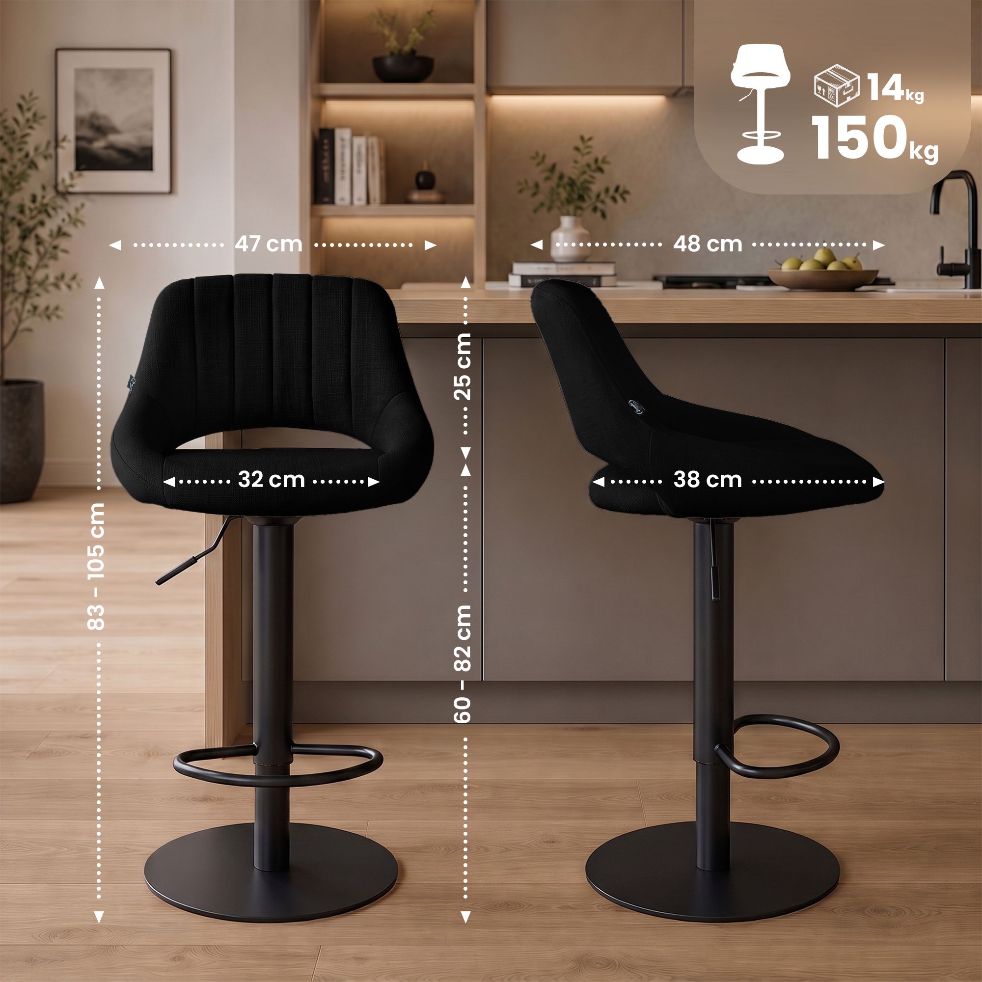 Barkruk Milet met extra zware voet