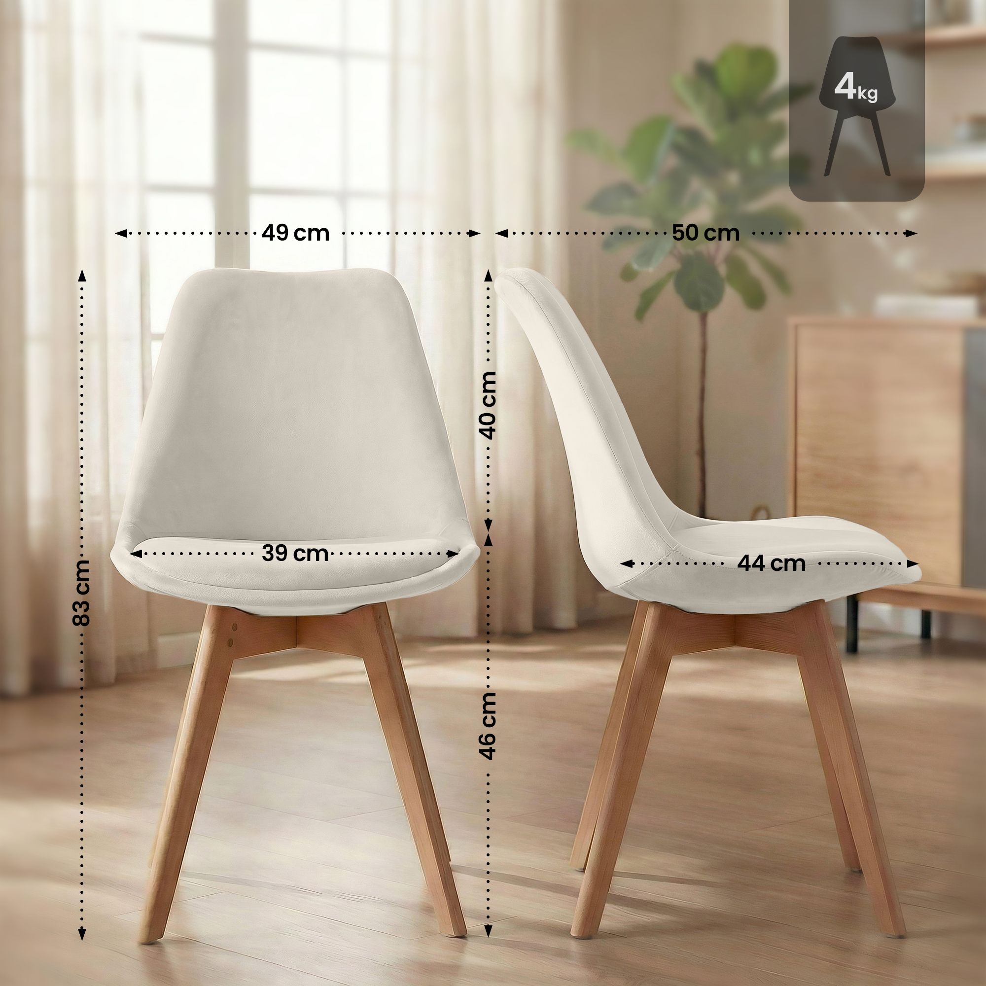 4-delige set Linares eetkamerstoelen