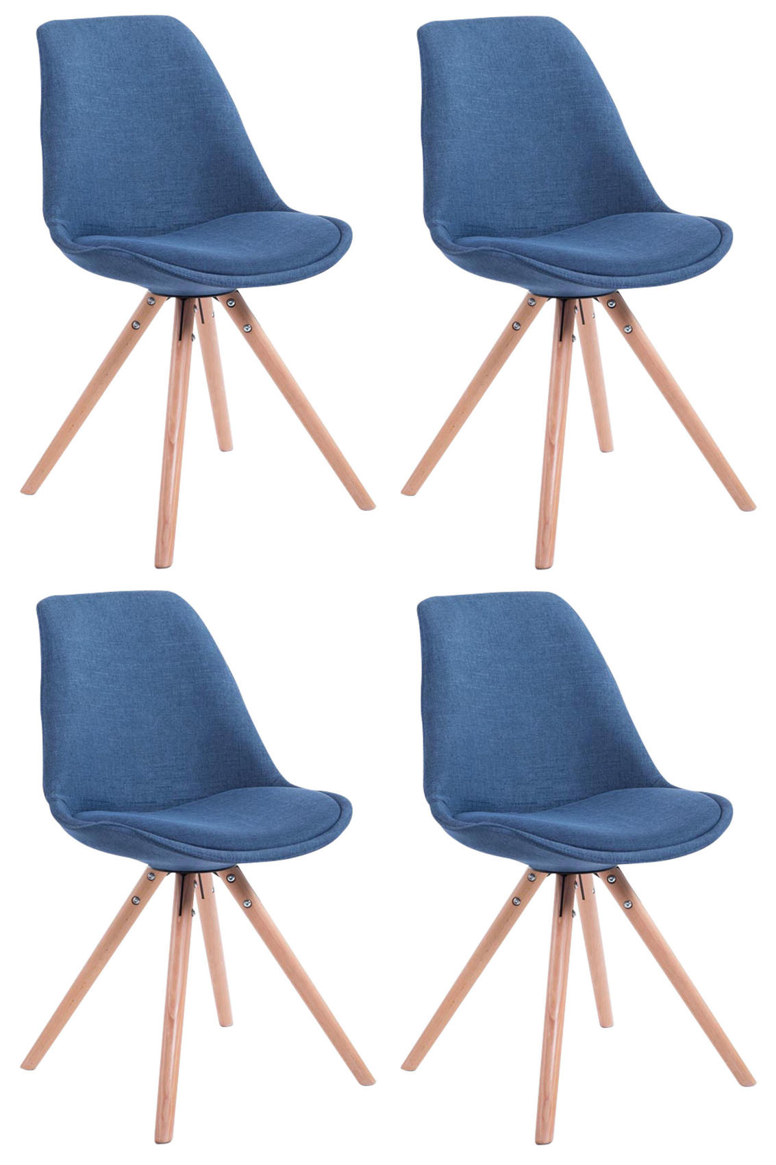 Set van 4 eetkamerstoelen Toulouse stof rond