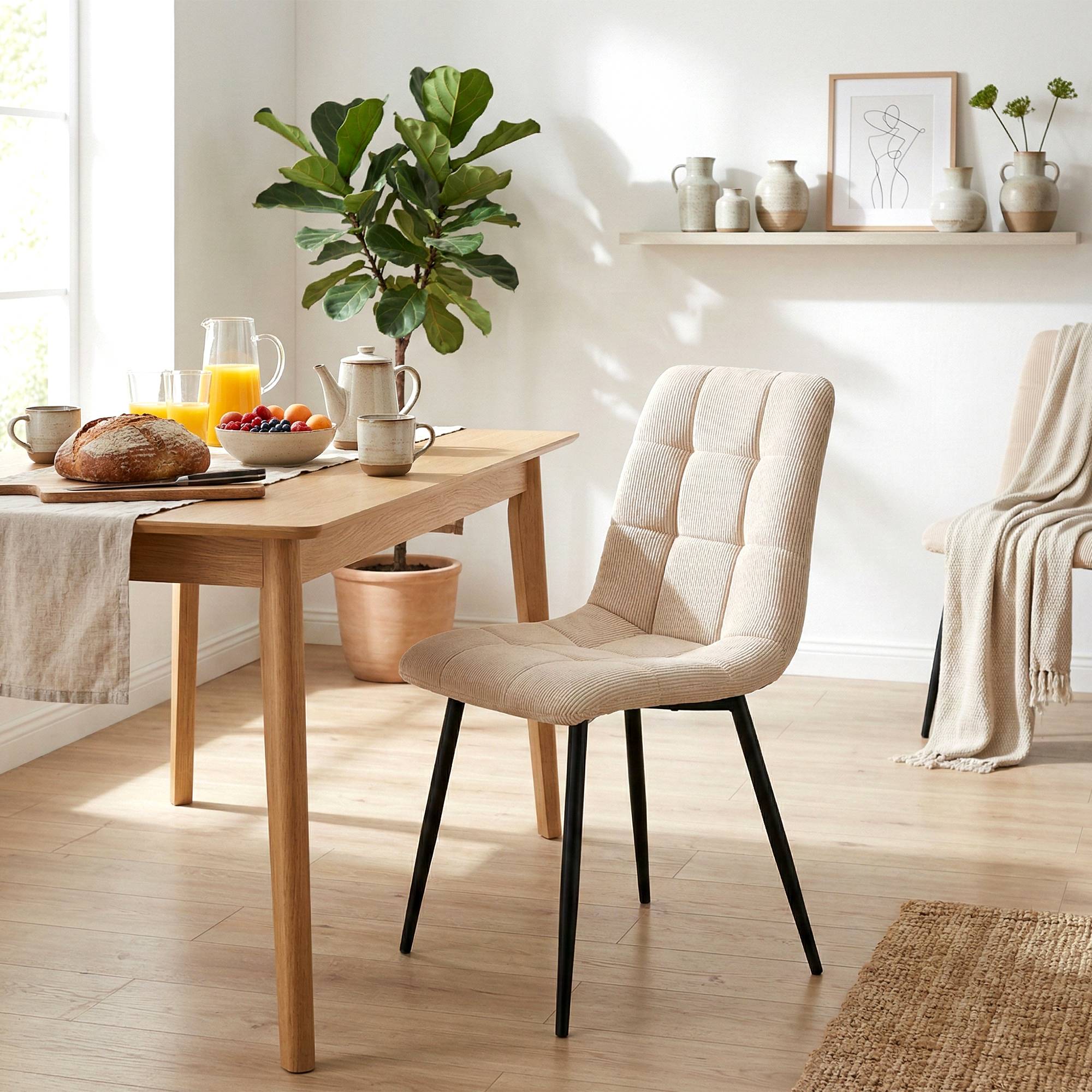 Set van 2 eetkamerstoelen Antibes ribstof