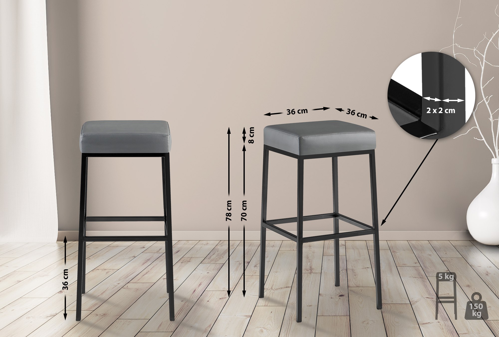 Barkruk Montreal kunstleer bekleding