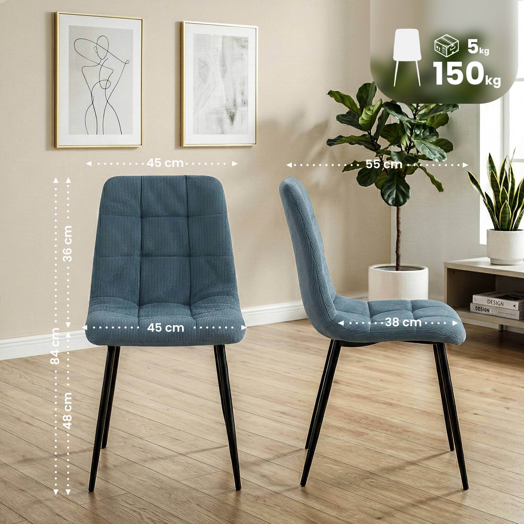 Set van 2 eetkamerstoelen Antibes ribstof