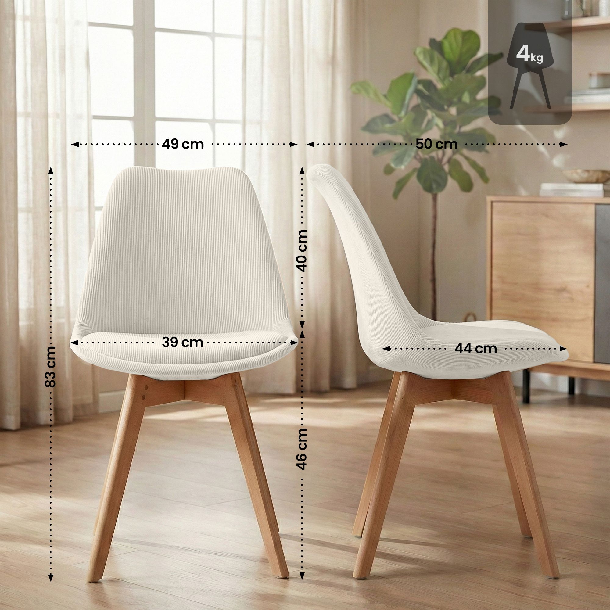 4-delige set Linares eetkamerstoelen