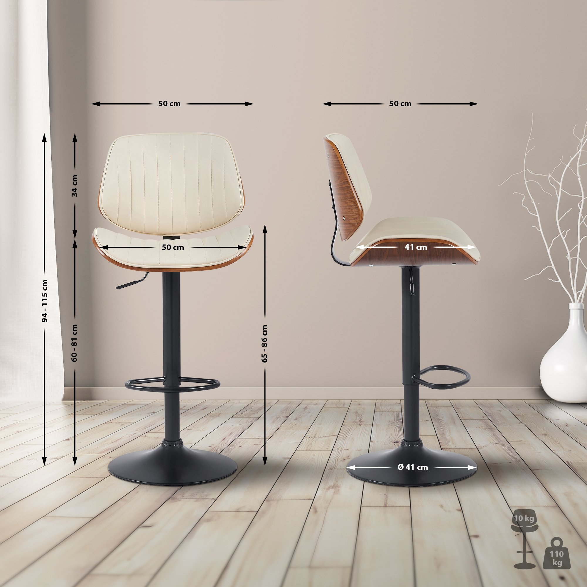 Set van 2 barkrukken Clawson kunstleer