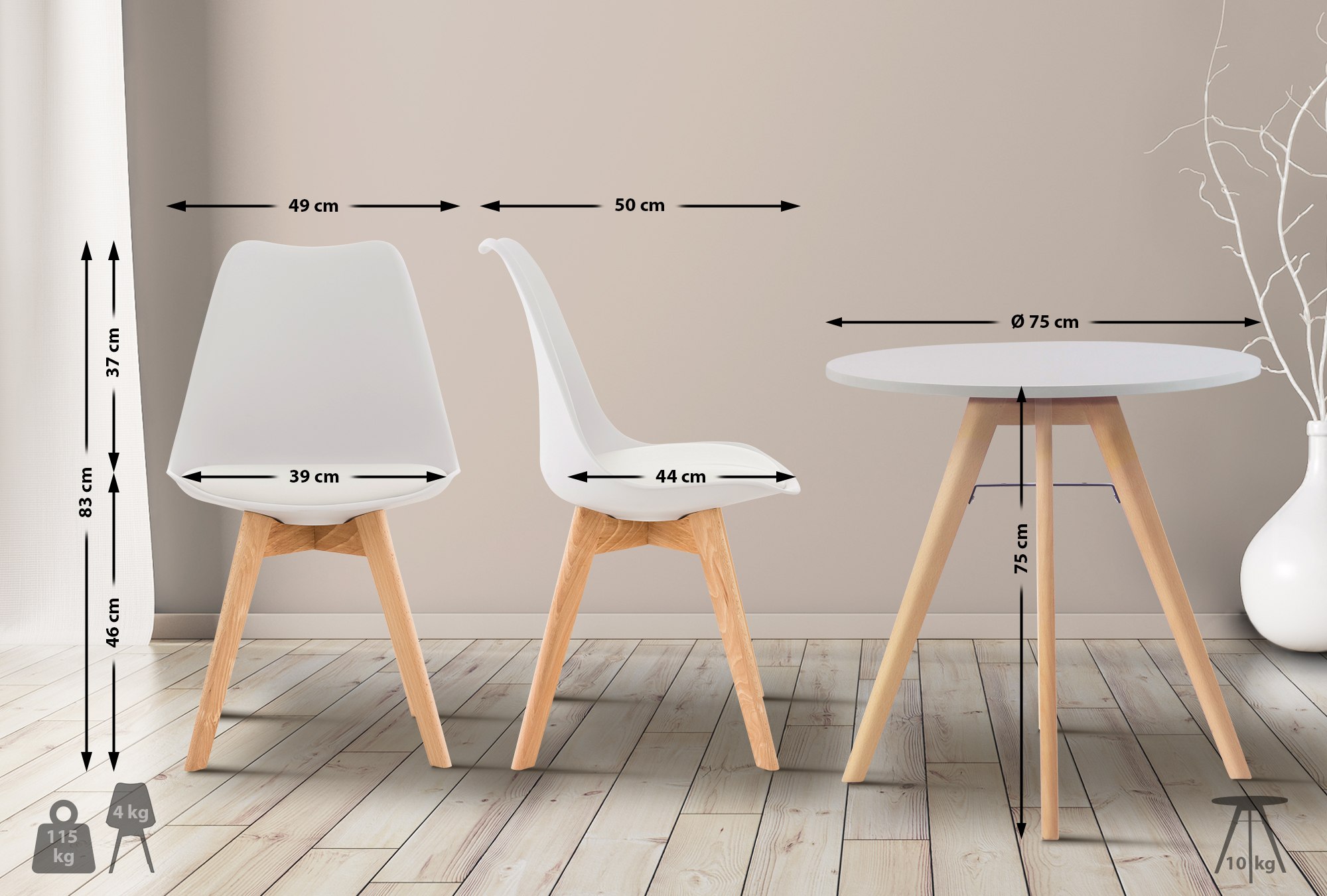 Eetkamerset Livik Ø 75 cm