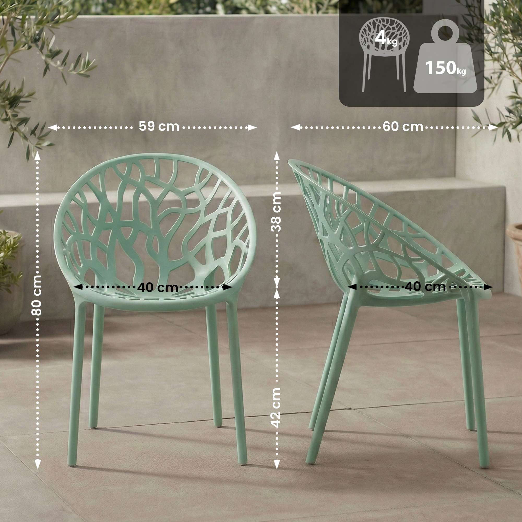 4-delige set tuinstoelen Hope