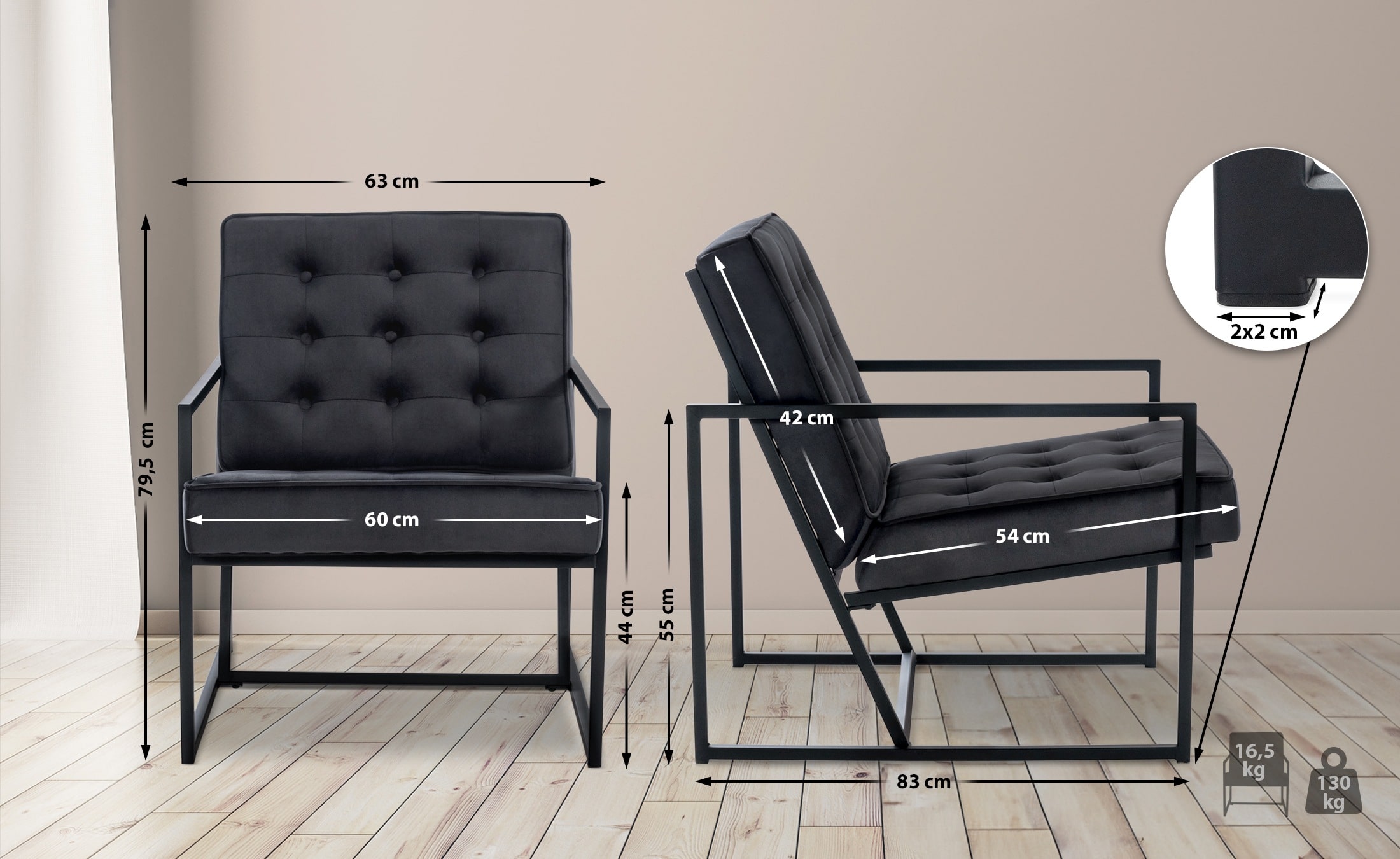 Lounger Avon Fluweel