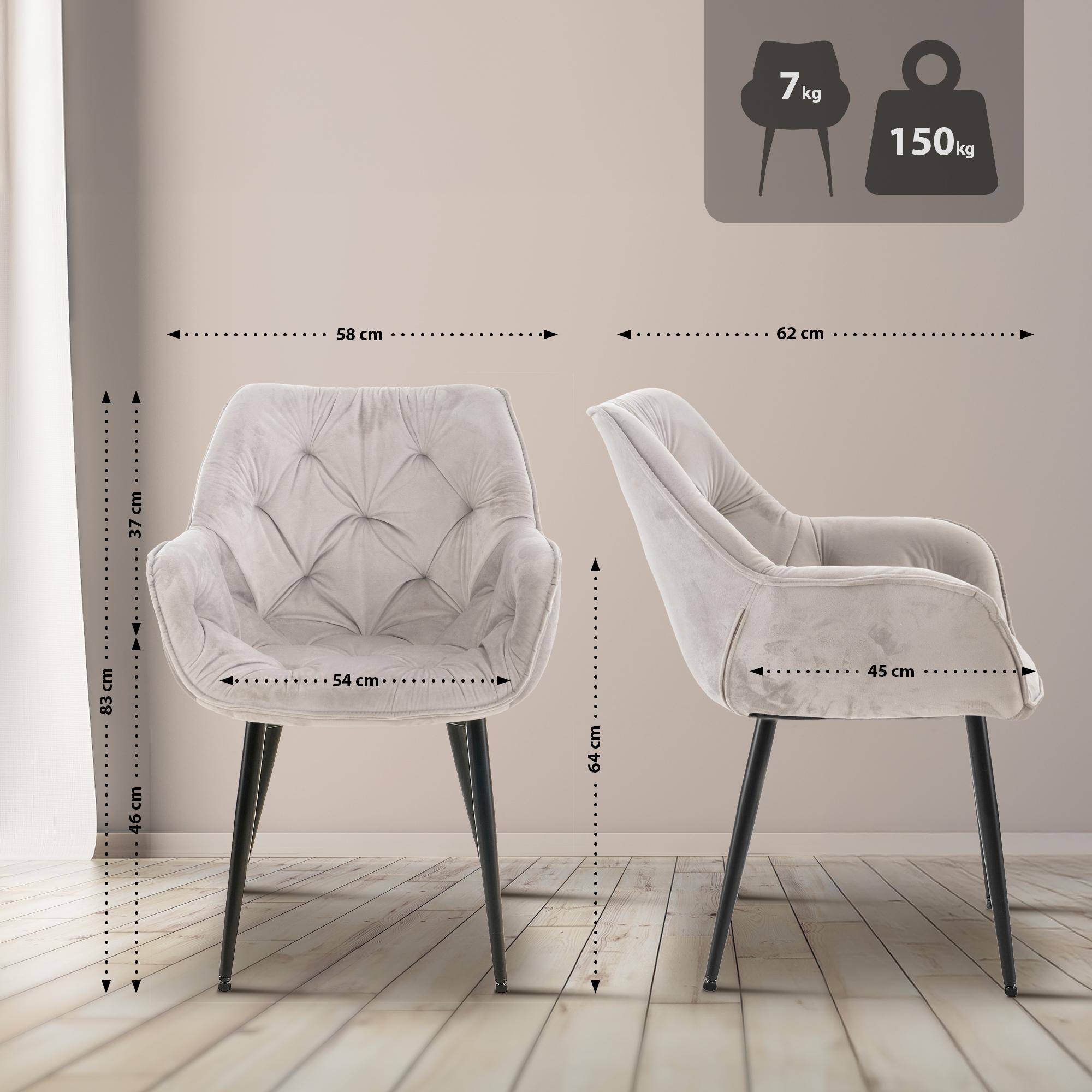 Set van 2 eetkamerstoelen Tanna fluweel
