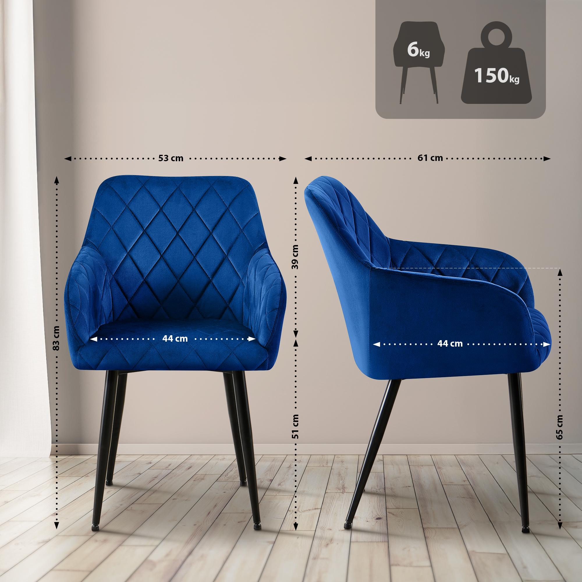 Set van 2 eetkamerstoelen Monett fluweel