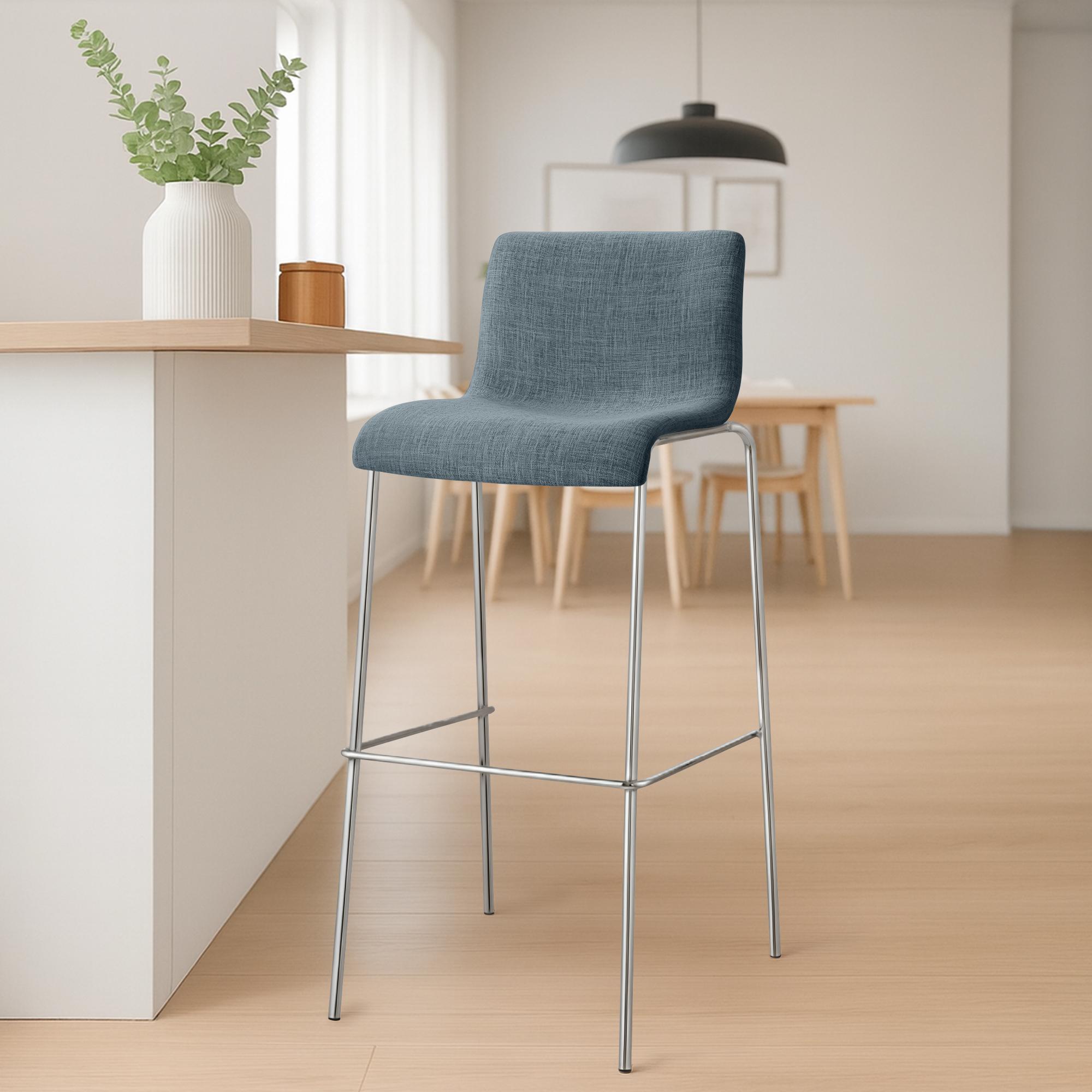Set van 2 barstoelen Hover, stof, 4-poots onderstel