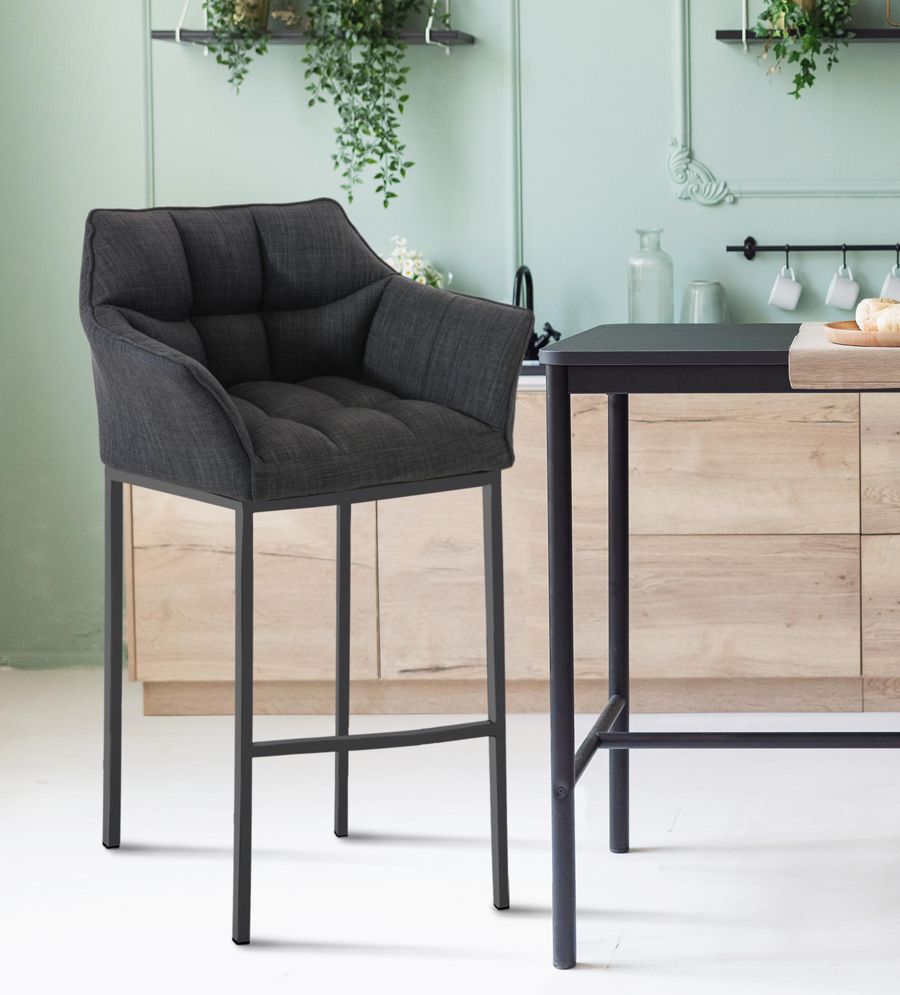 Barkruk Damaso Stof met Vierpootsframe
