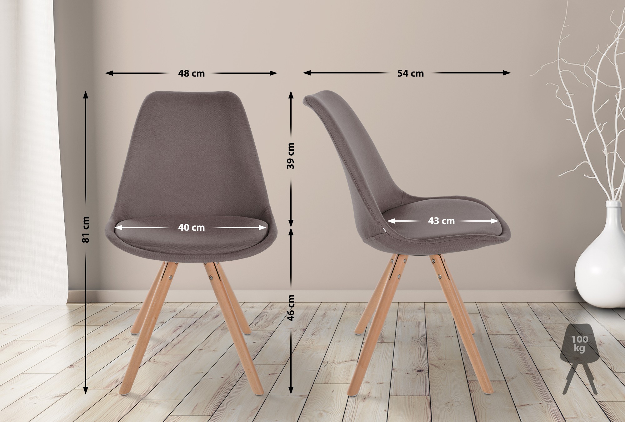 Set van 4 eetkamerstoelen Sofia Stof