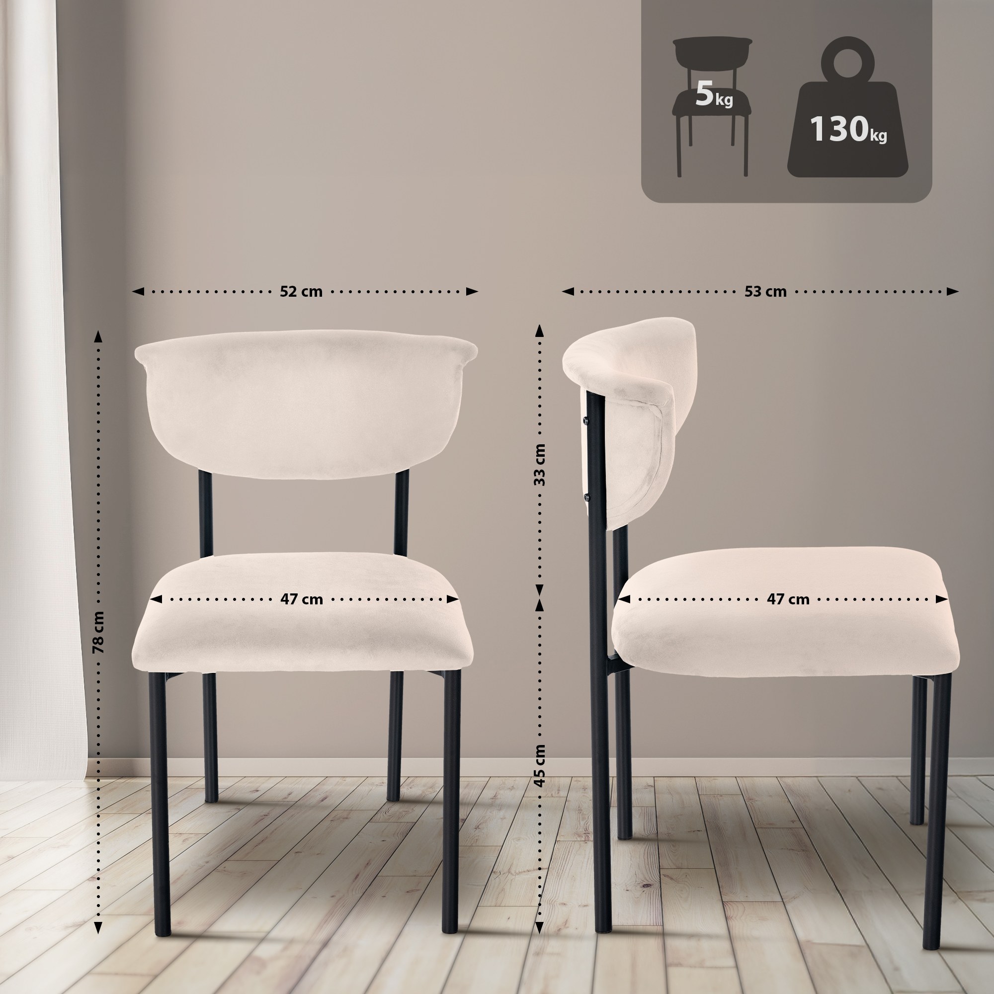 Set van 2 eetkamerstoelen Gambell fluweel