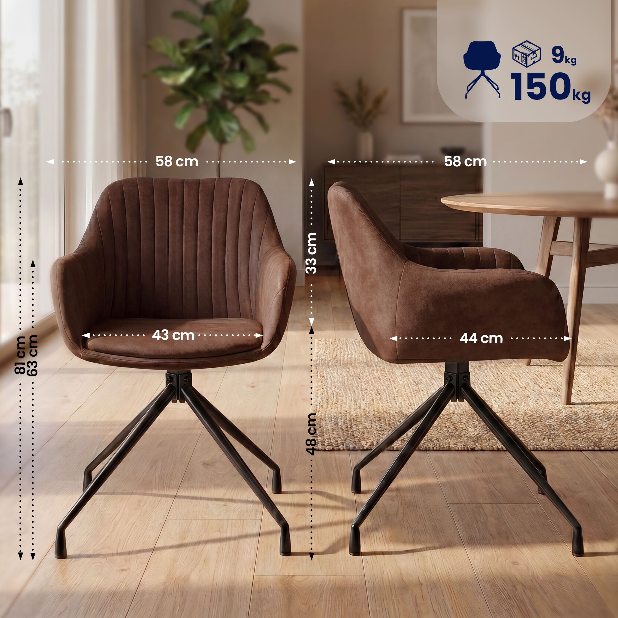 2-delige set eetkamerstoelen Novanis
