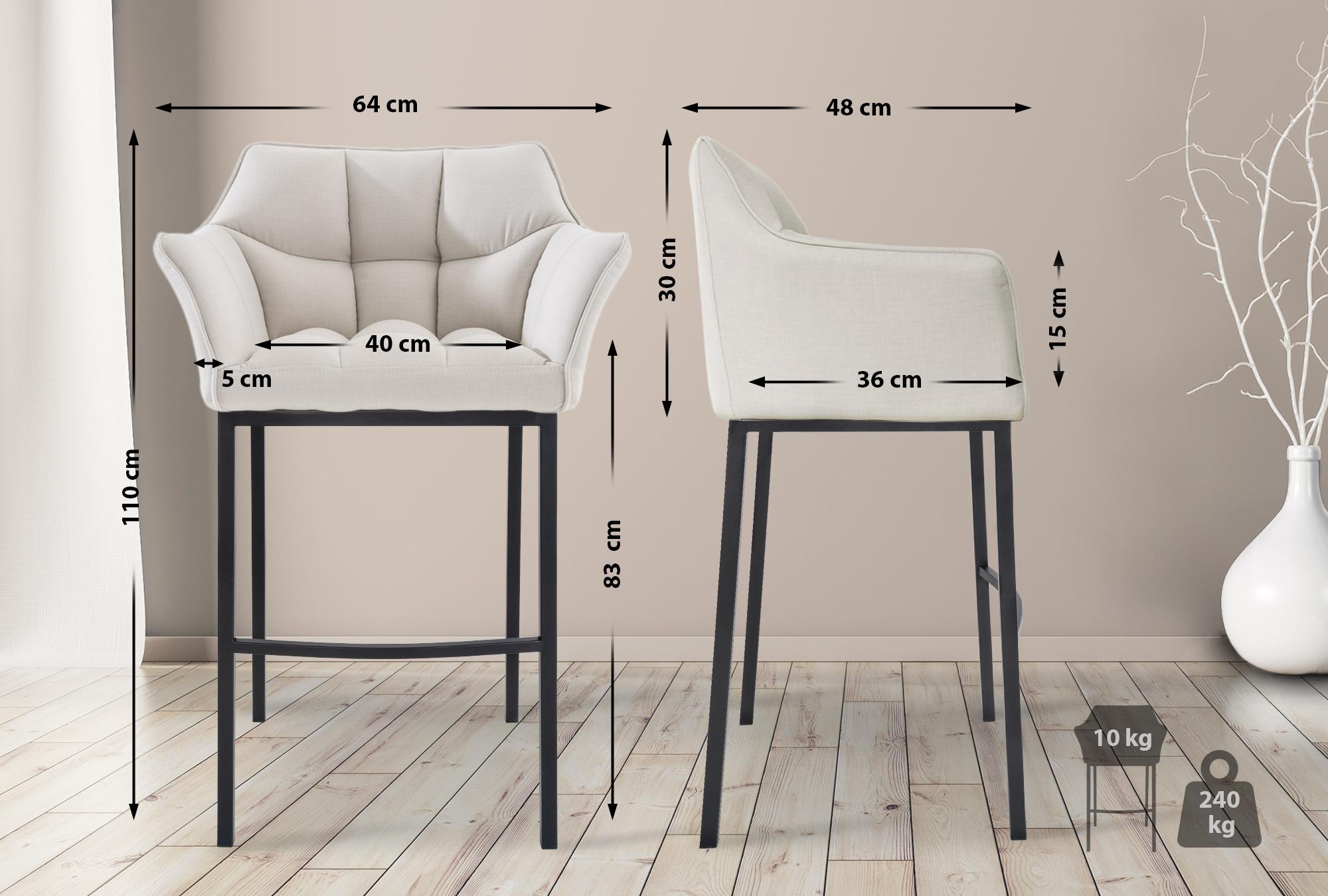 Barkruk Damaso Stof met Vierpootsframe