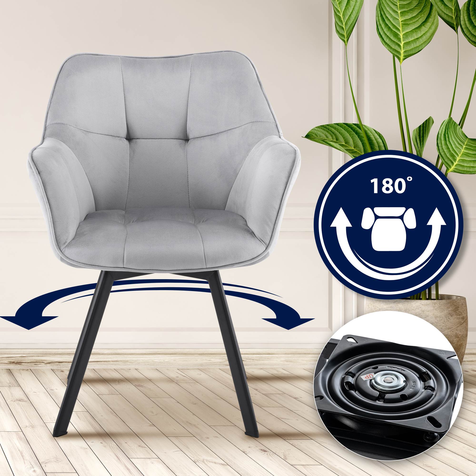 Set van 2 eetkamerstoelen Jordi fluweel