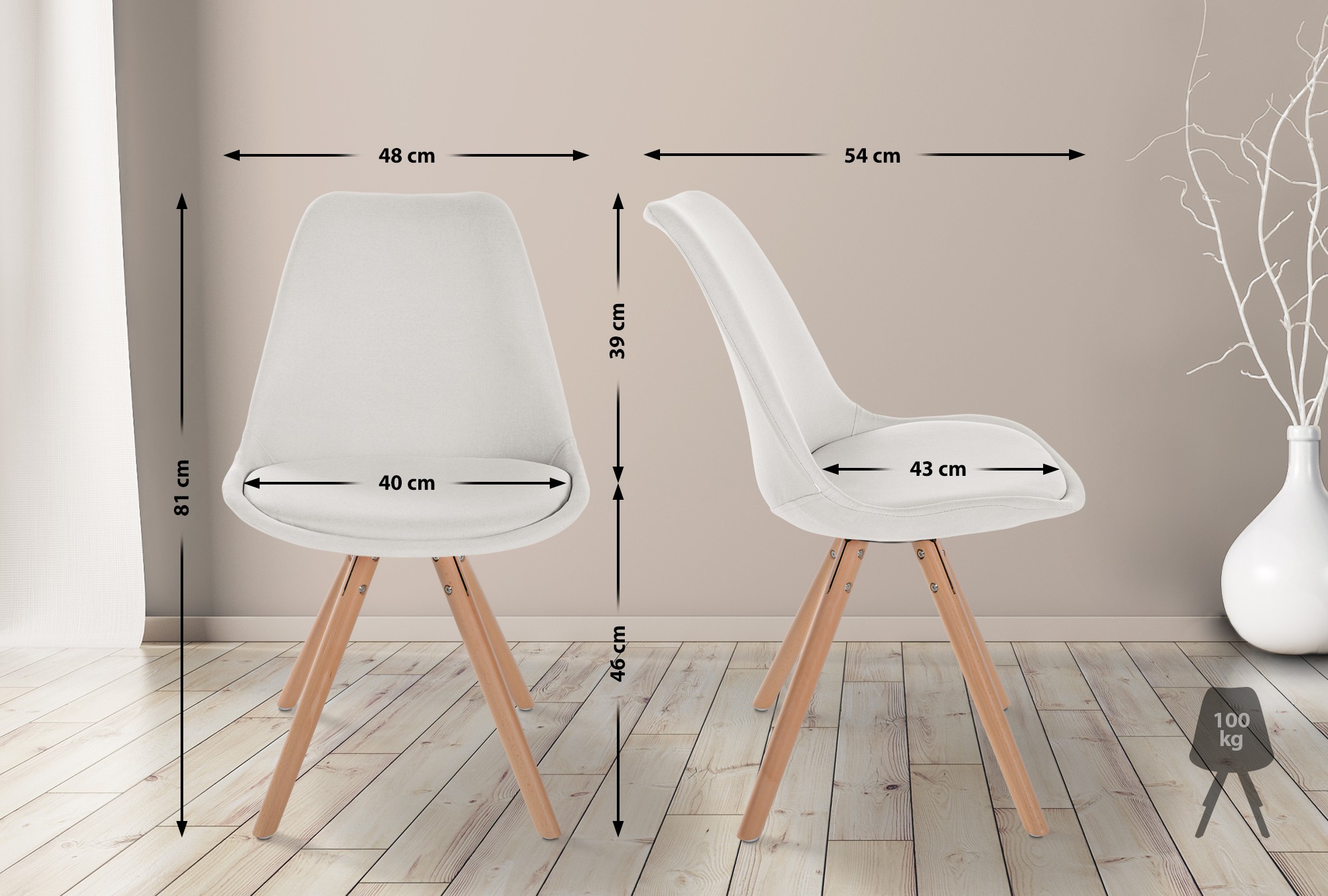 Set van 4 eetkamerstoelen Sofia Stof