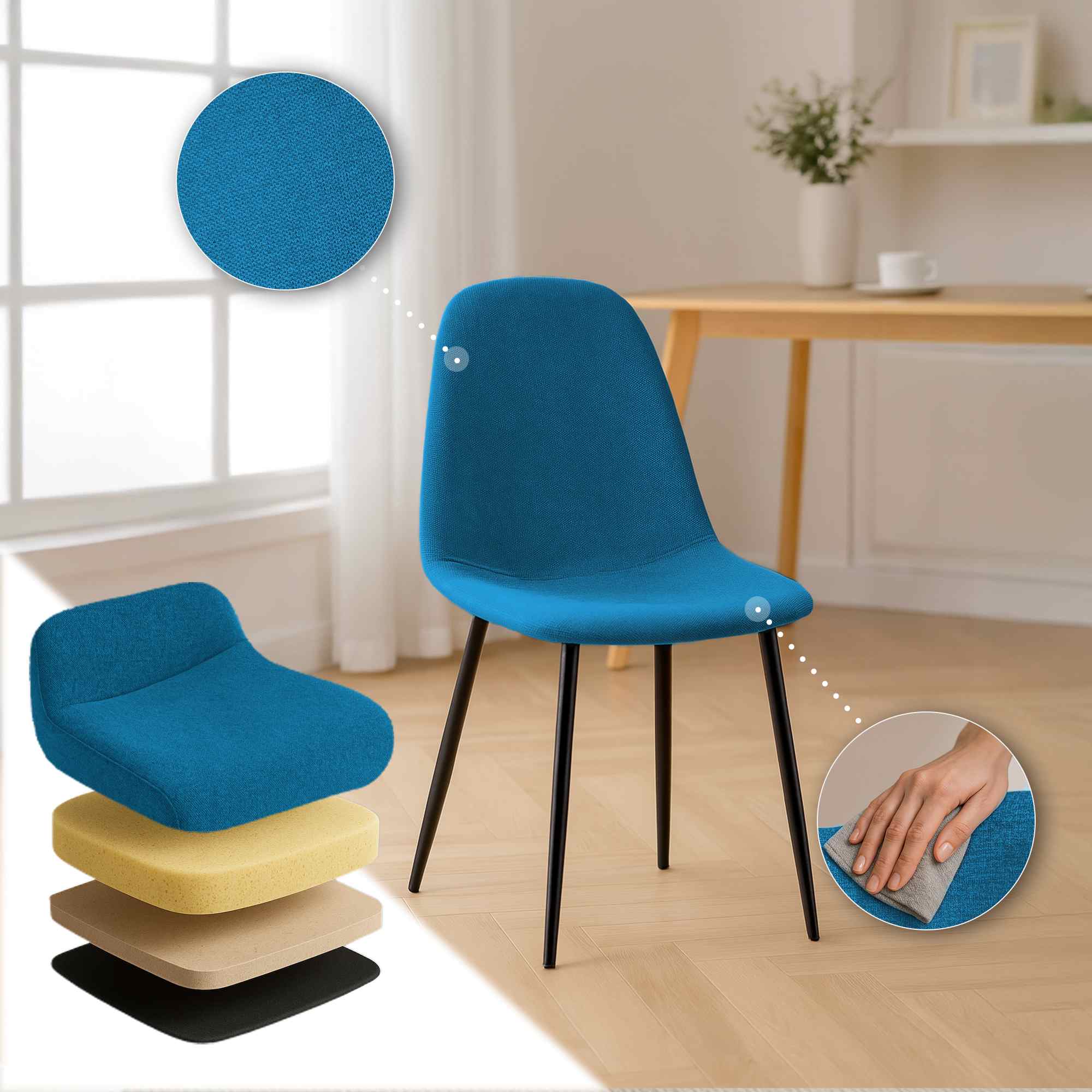 4-delige set eetkamerstoelen Napier