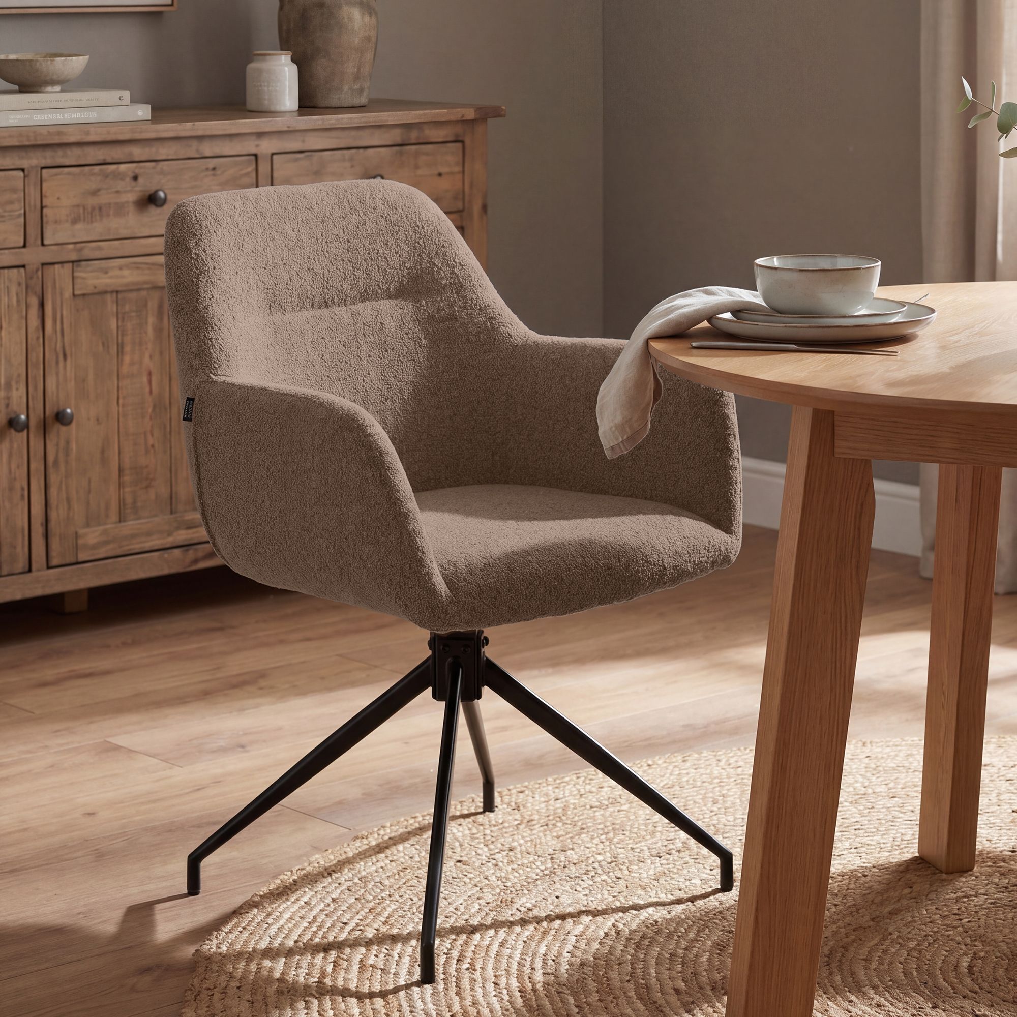 Set van 2 Eetkamerstoelen Merlinda met teddy stof