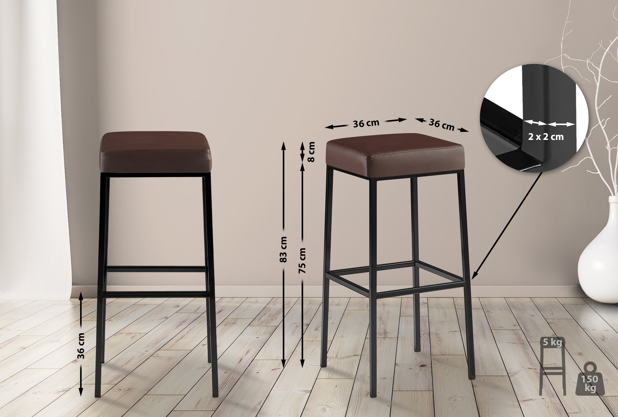 2x Barstoel Montreal Kunstleer