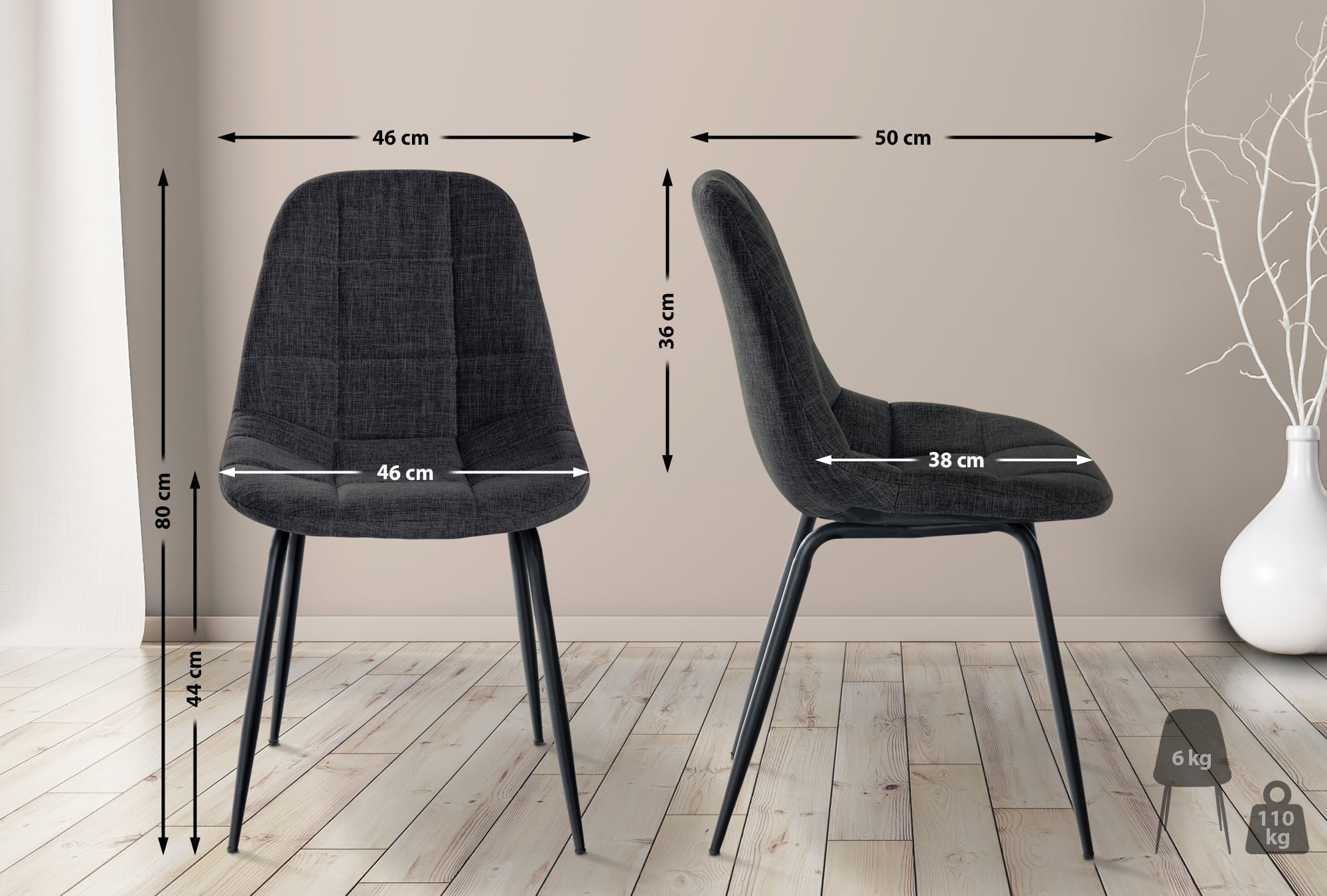 Set van 2 Eetkamerstoelen Tom