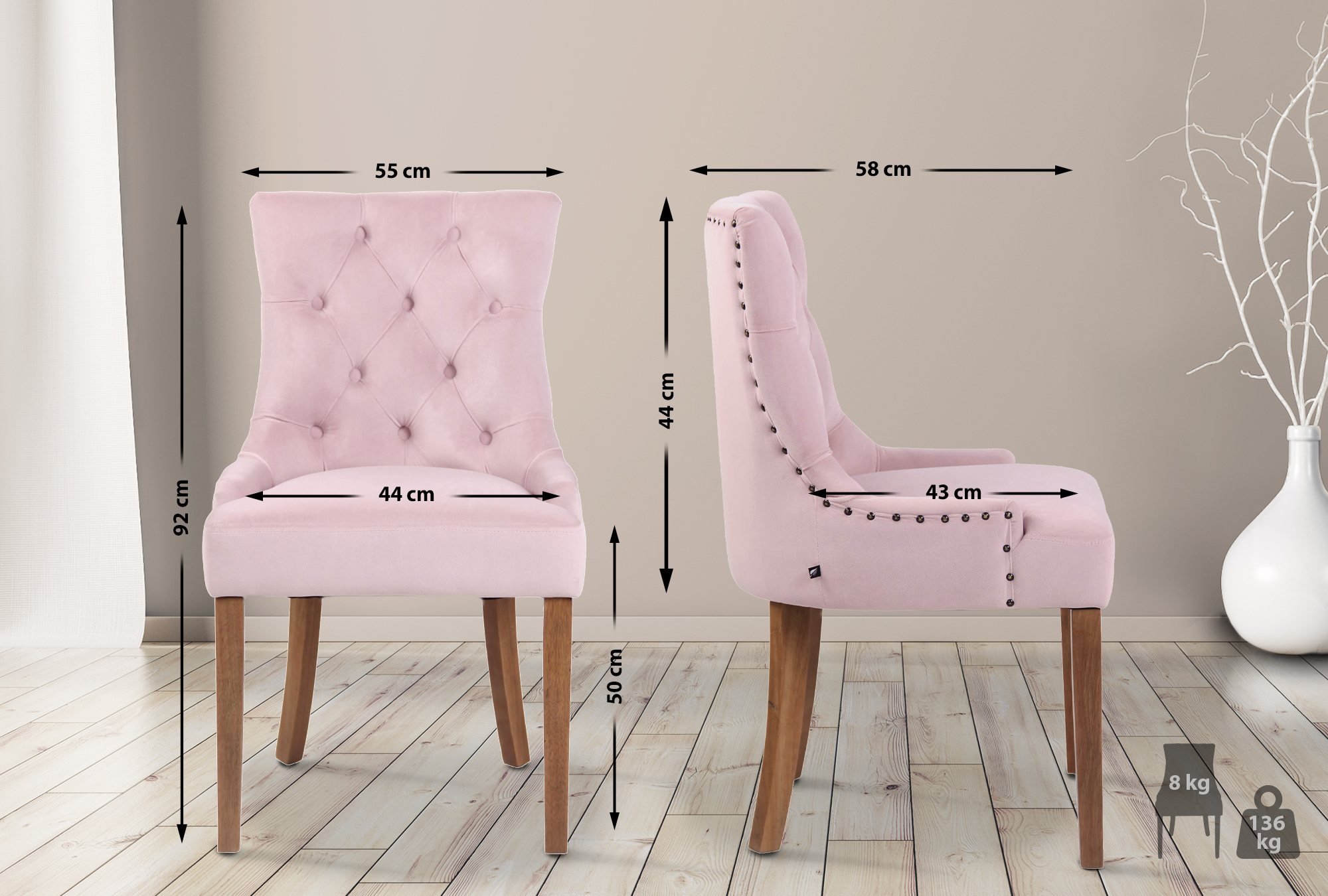 Set van 4 eetkamerstoelen Aberdeen Fluweel