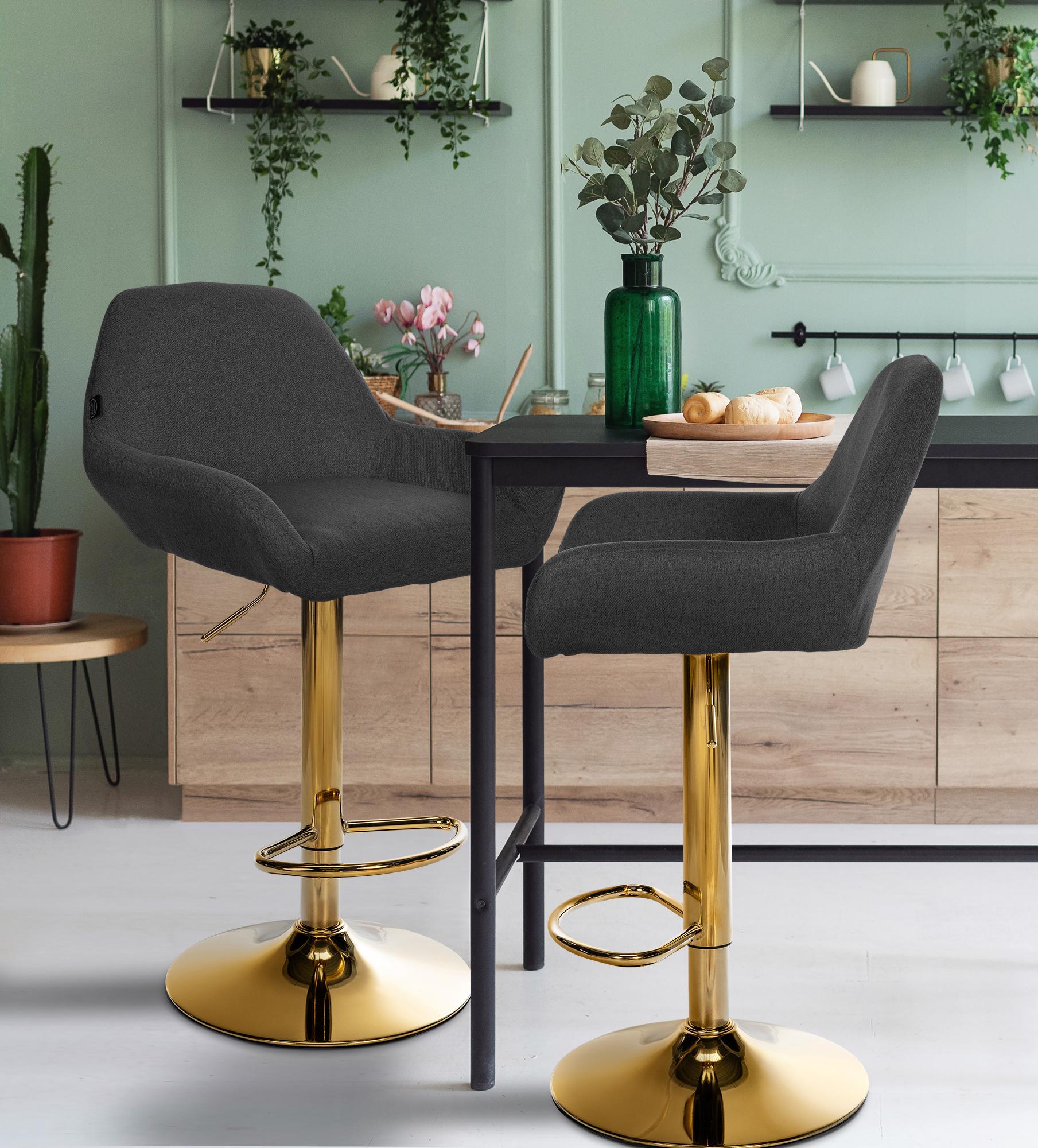 Set van 2 barkrukken Braga Gold stof