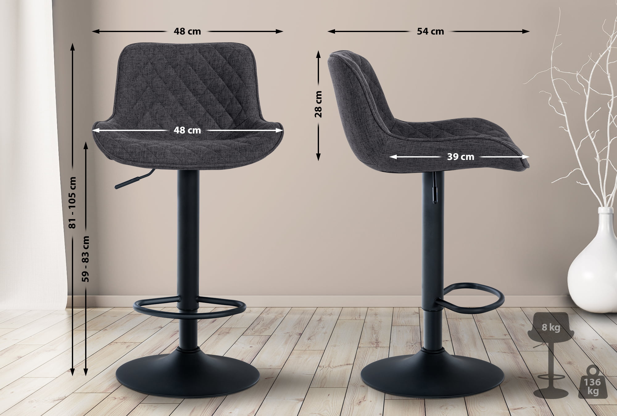 Set van 2 barkrukken Minosa