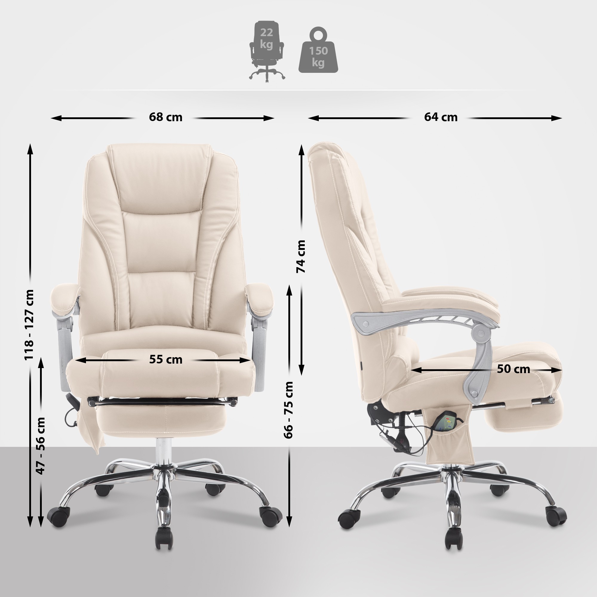 Pacific bureaustoel met massagefunctie V2 kunstleer